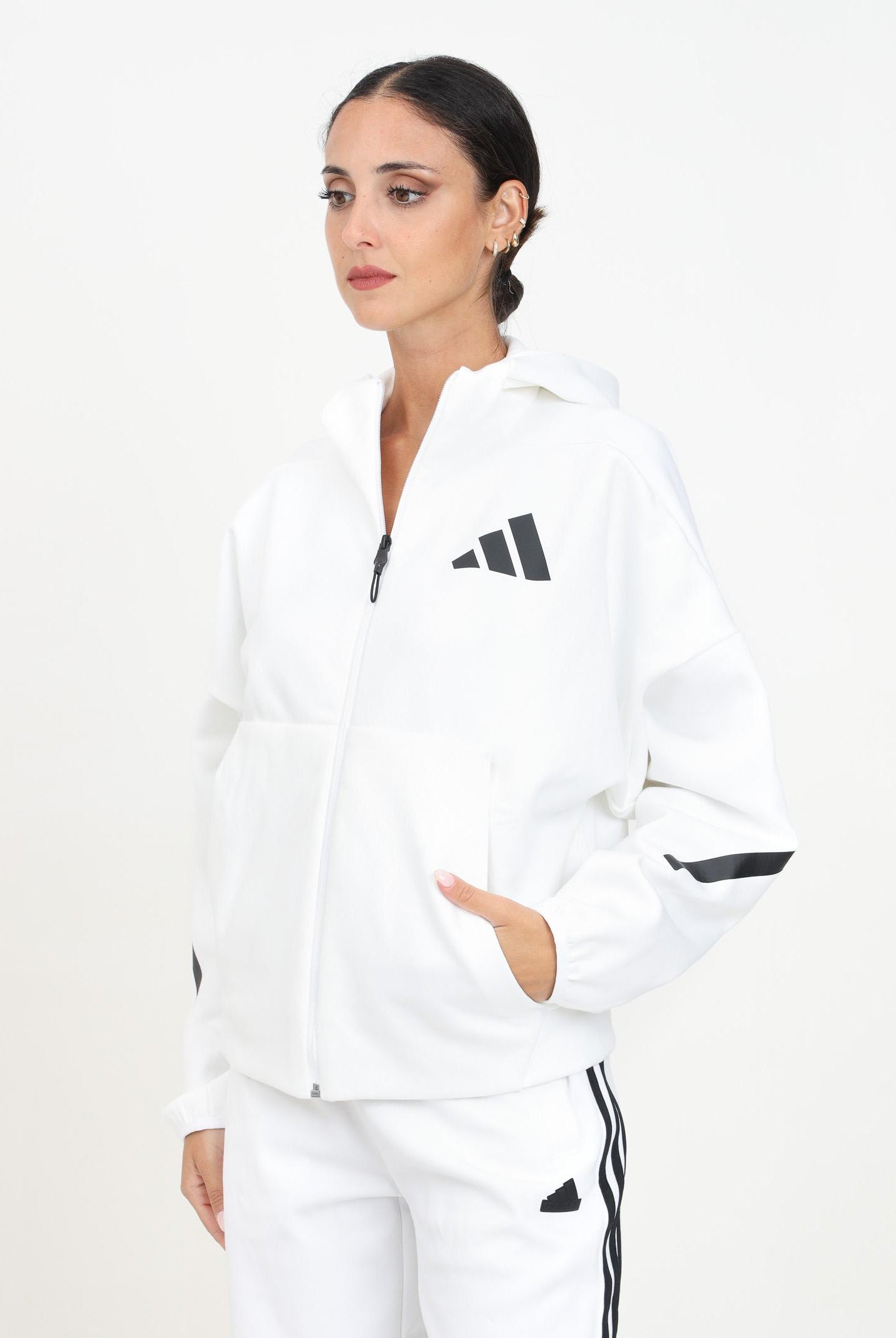 ADIDAS ORIGINALS Felpa con zip Adidas Z.N.E. bianca da donna JE7849 . ADIDAS PERFORMANCE