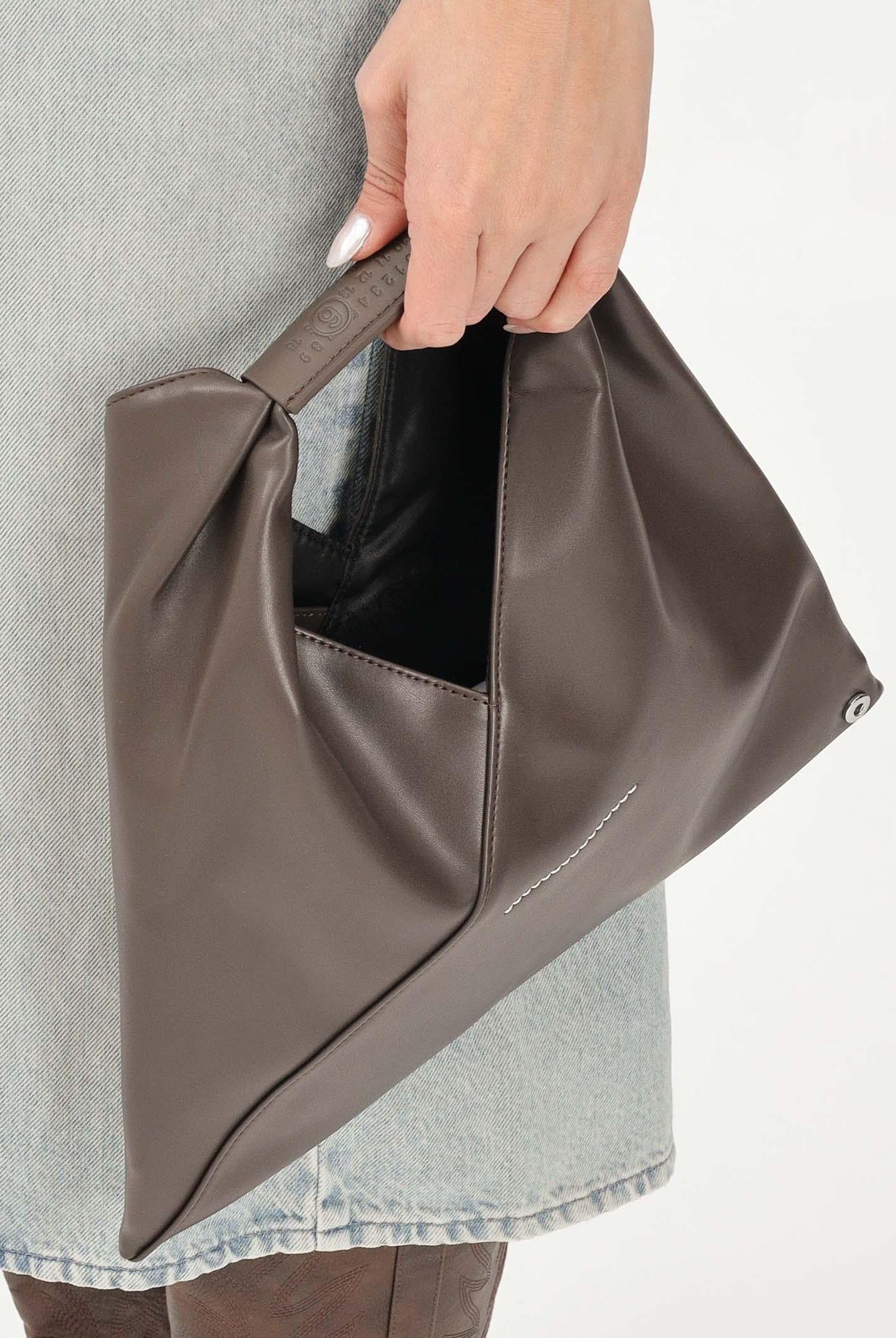 MAISON MARGIELA Borsa a mano Japanese Mini in tessuto spalmato marrone da donna M60606P4313 T2185 MAISON MARGIELA