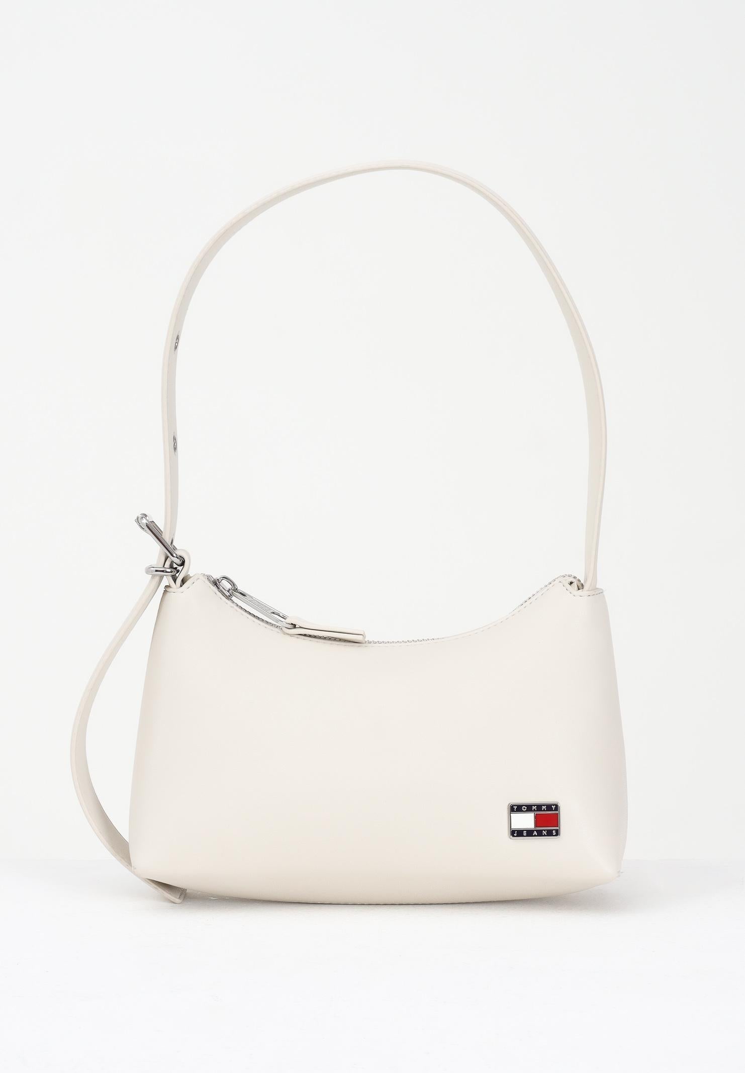 TOMMY JEANS Borsa a spalla panna da donna con logo AW0AW17873 BDS TOMMY JEANS