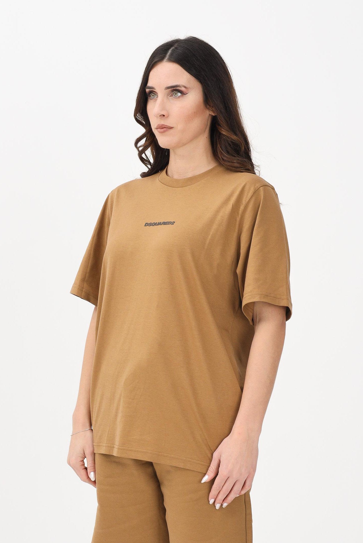DSQUARED2 T-shirt a manica corta marrone per donna, ragazzi e bambini con logo DQ2823D004G DQ730 DSQUARED2