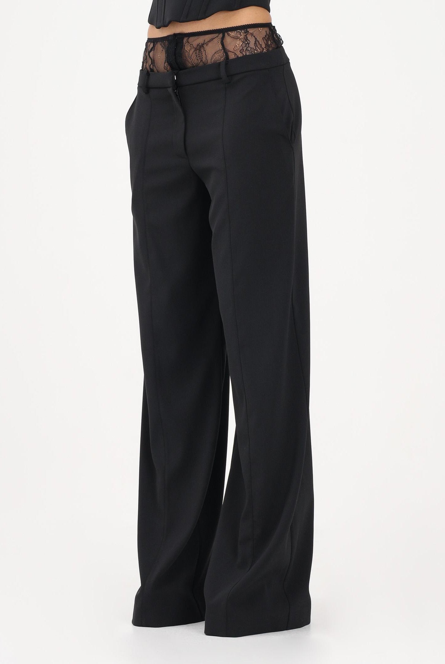 PATRIZIA PEPE Pantalone elegante nero da donna con vita in pizzo 8P0769A6F5 K103 PATRIZIA PEPE