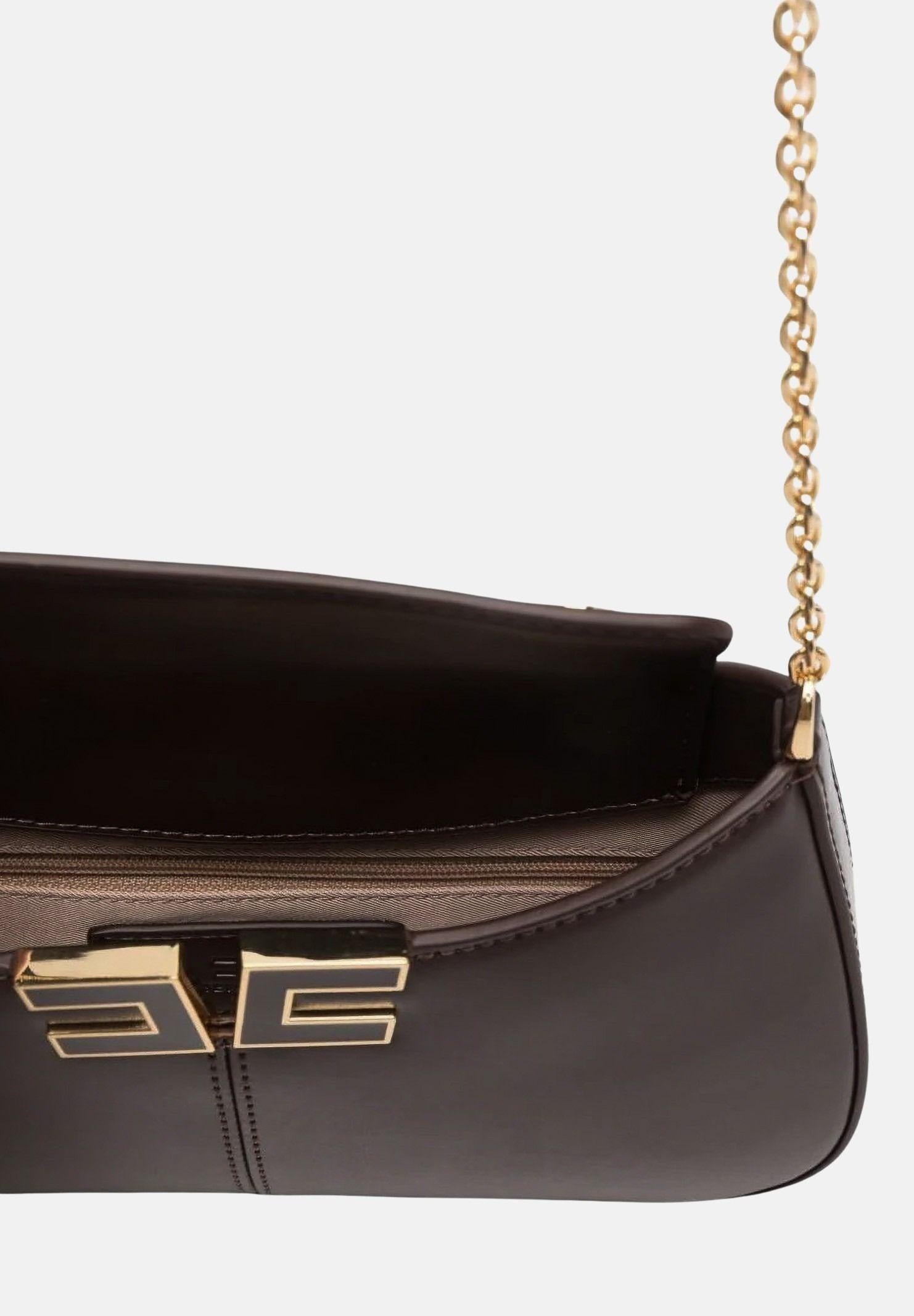 ELISABETTA FRANCHI Borsa a spalla cacao da donna con dettaglio logo BS93A61E2 644 ELISABETTA FRANCHI
