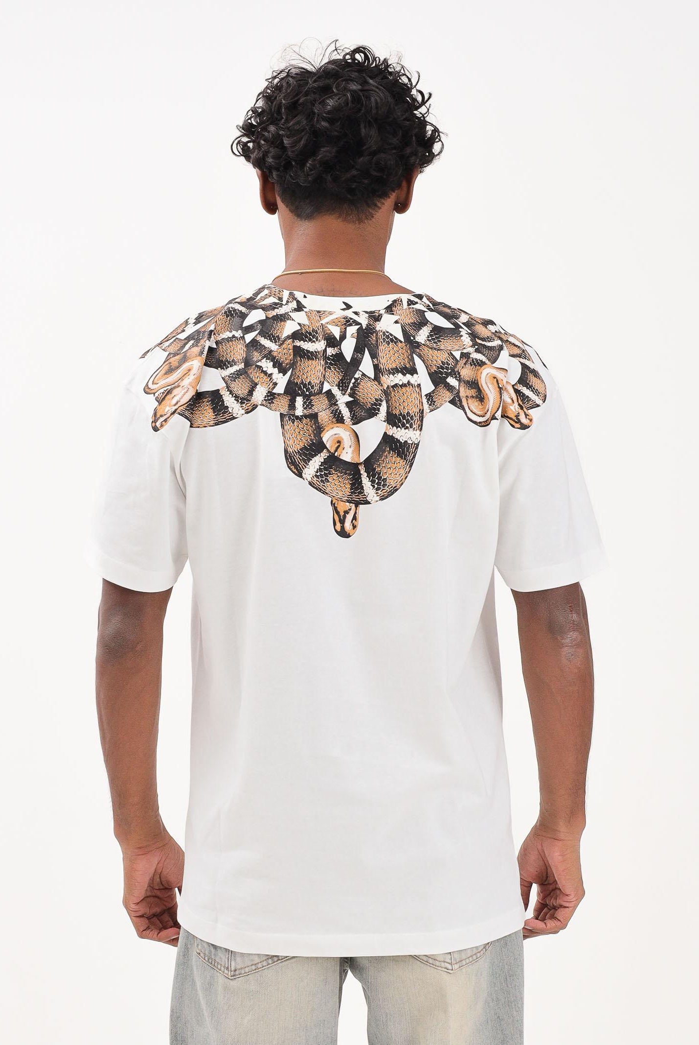 MARCELO BURLON COUNTY OF MILAN T-shirt a manica corta bianca da uomo con stampa serpente F5CAMATH038 013 MARCELO BURLON COUNTY OF MILAN