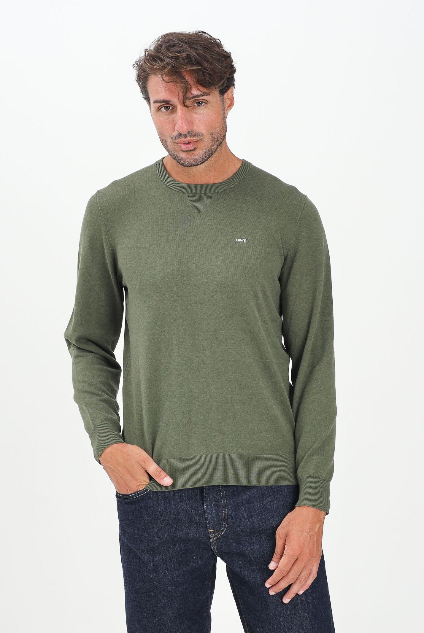 LEVI'S® Maglioncino girocollo Housemark verde da uomo A7207-0025 . LEVI'S®