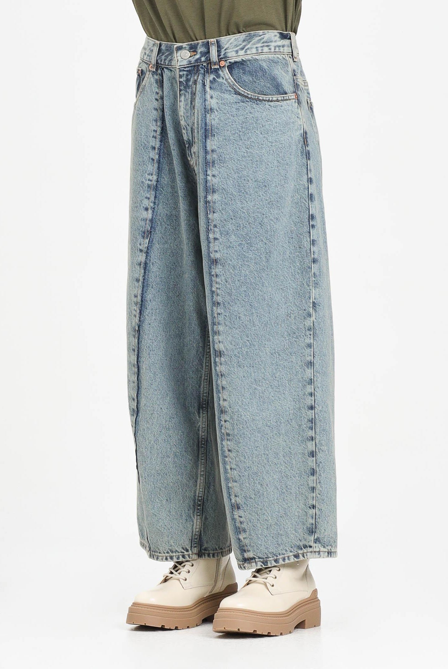MAISON MARGIELA Jeans in denim chiaro per donna, ragazzi e bambini con cuciture ergonomiche effetto palloncino M60748MM06C M601 MAISON MARGIELA