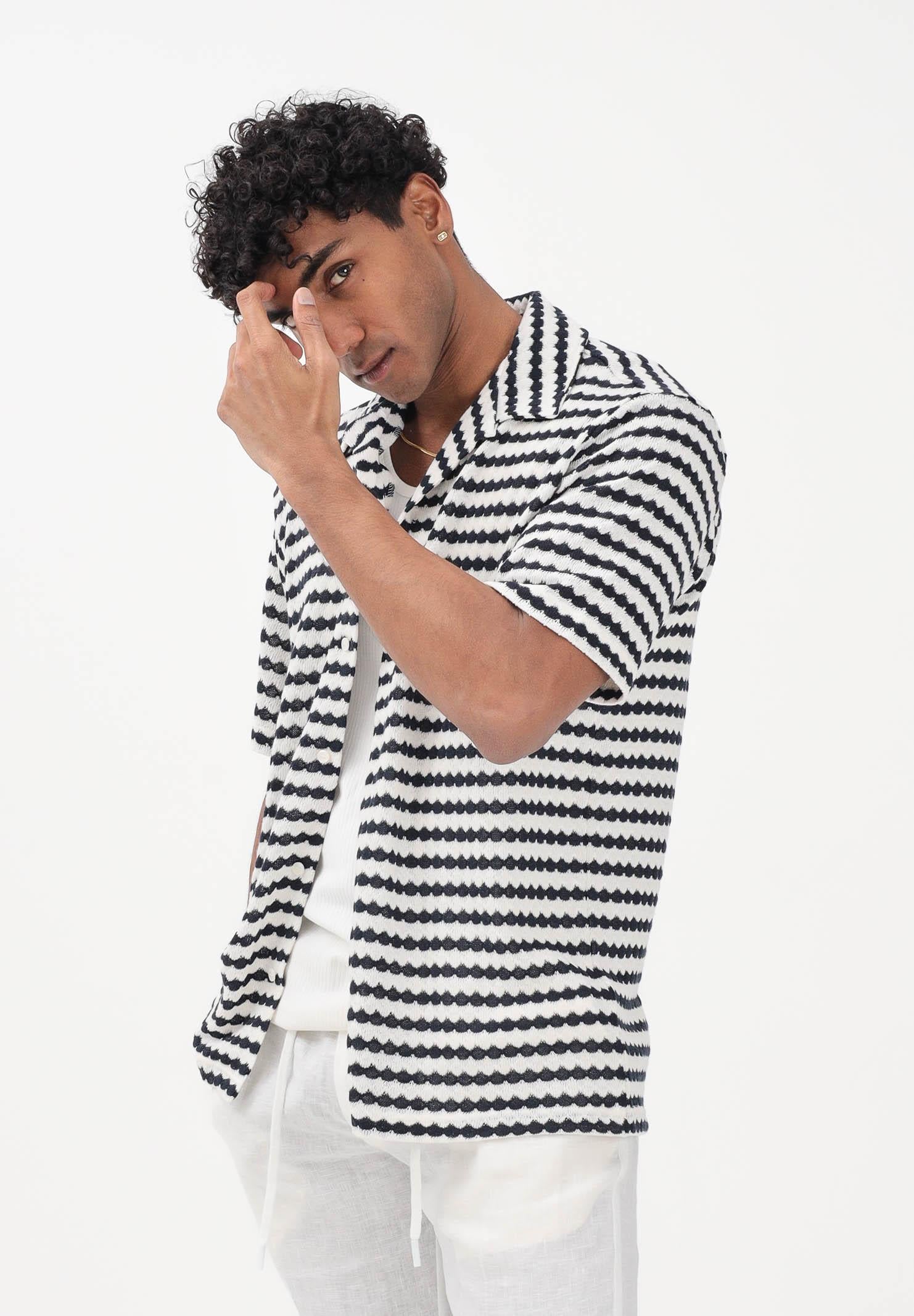 SELECTED HOMME Camicia a manica corta bianca e blu da uomo con motivo a righe 16100463 SKCA SELECTED HOMME