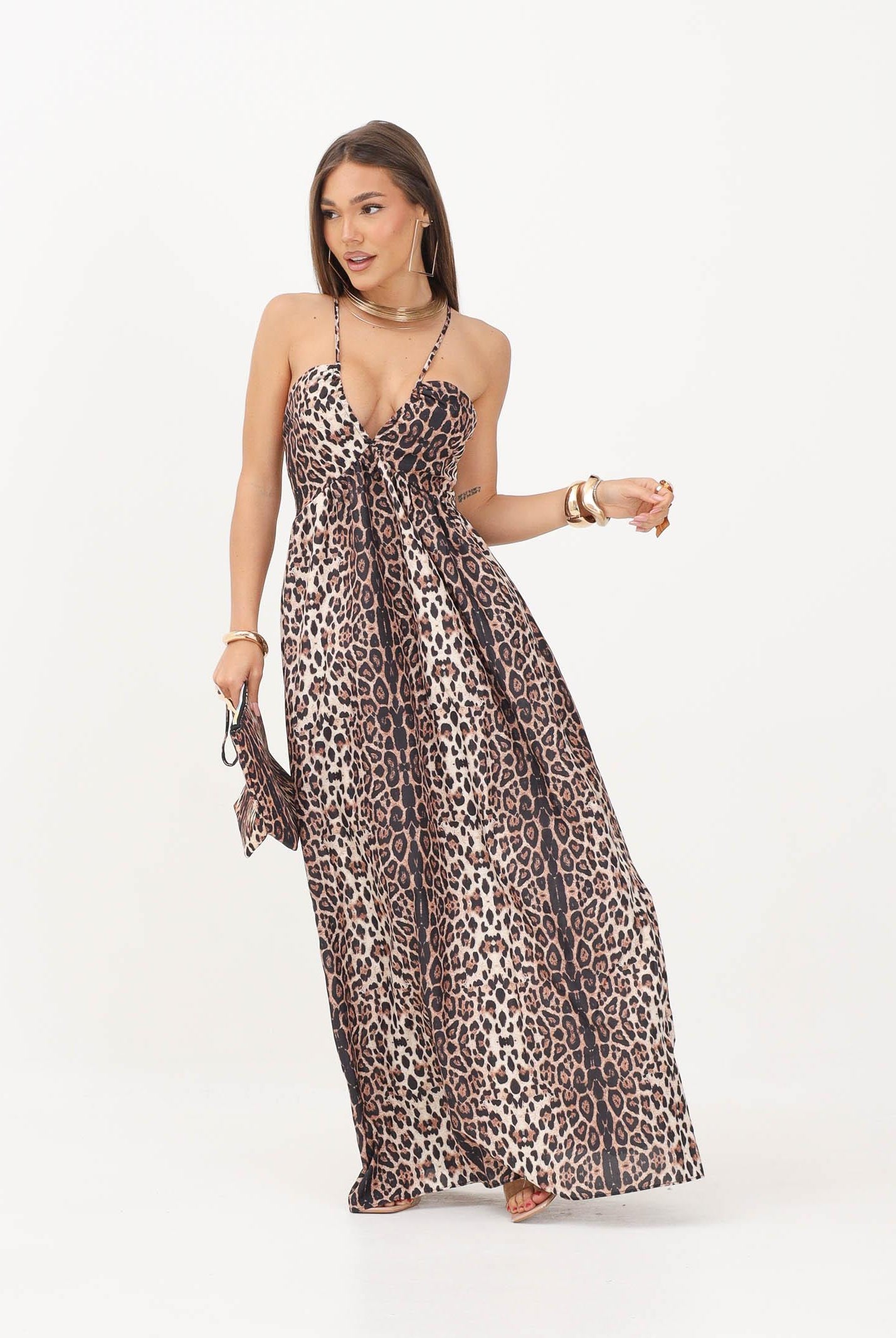 F**K abito lungo mare Vestito Lungo Donna F**K fantasia animalier nei toni marrone, beige e nero donna. FK26-SW0135X02 . F**K