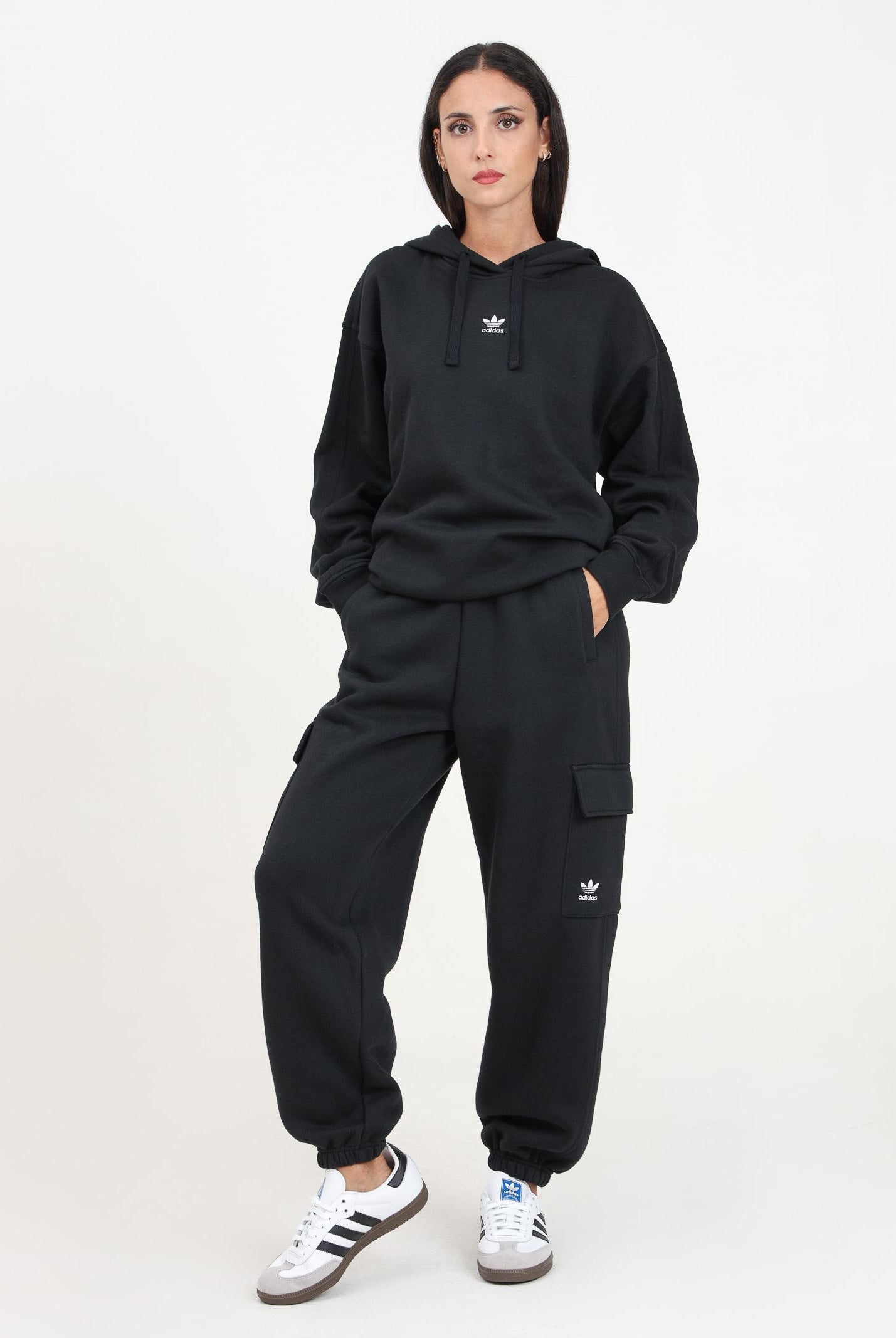 ADIDAS ORIGINALS Pantalone sportivo Essentials Fleece Cargo nero da donna IY9689 ADIDAS ORIGINALS