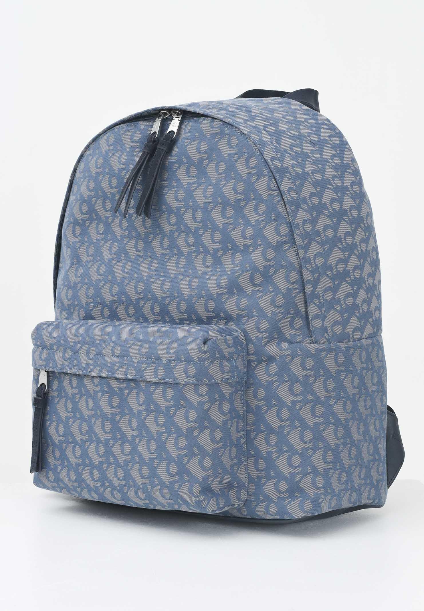 CALVIN KLEIN Zaino blu da uomo in tessuto jacquard con monogramma LV04G3116G K6B CALVIN KLEIN