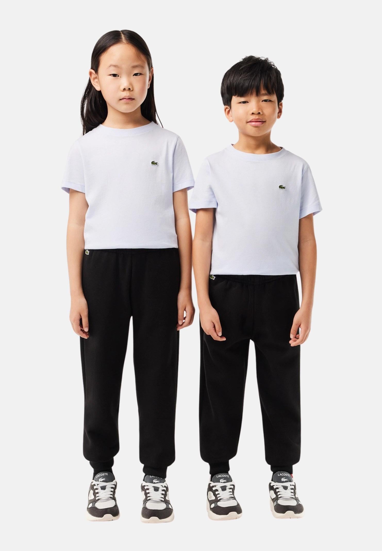 Pantalone sportivo nero per bambino e bambina rifinito da ricamo coccodrillo XJ9728-J 031 LACOSTE