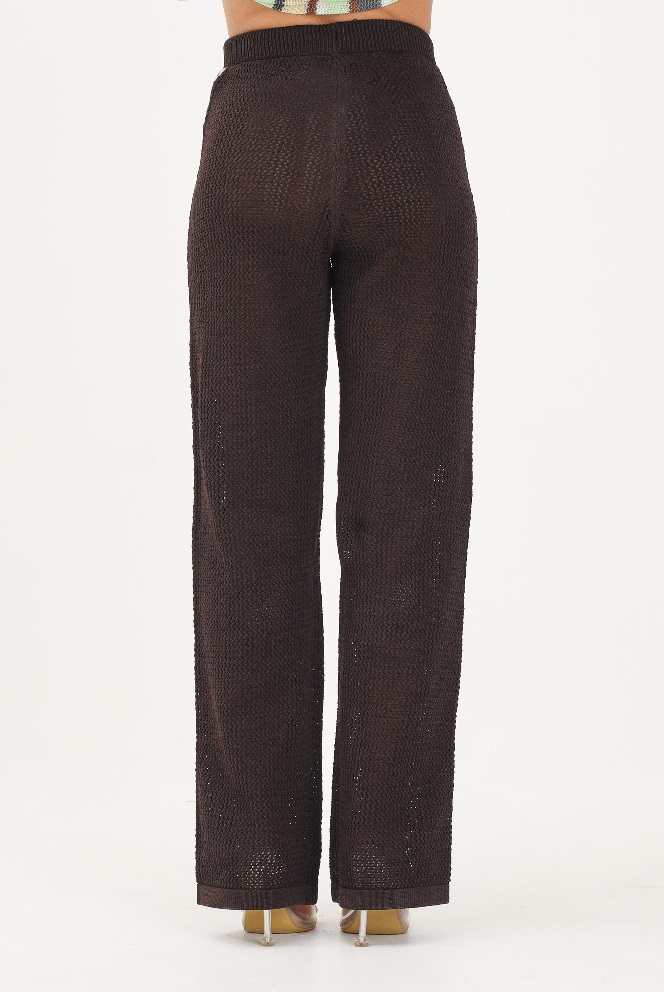 ADIDAS ORIGINALS pantaloni sportivi Crochet Trackpant marrone stripes gialle donna. KQ6656 . ADIDAS ORIGINALS