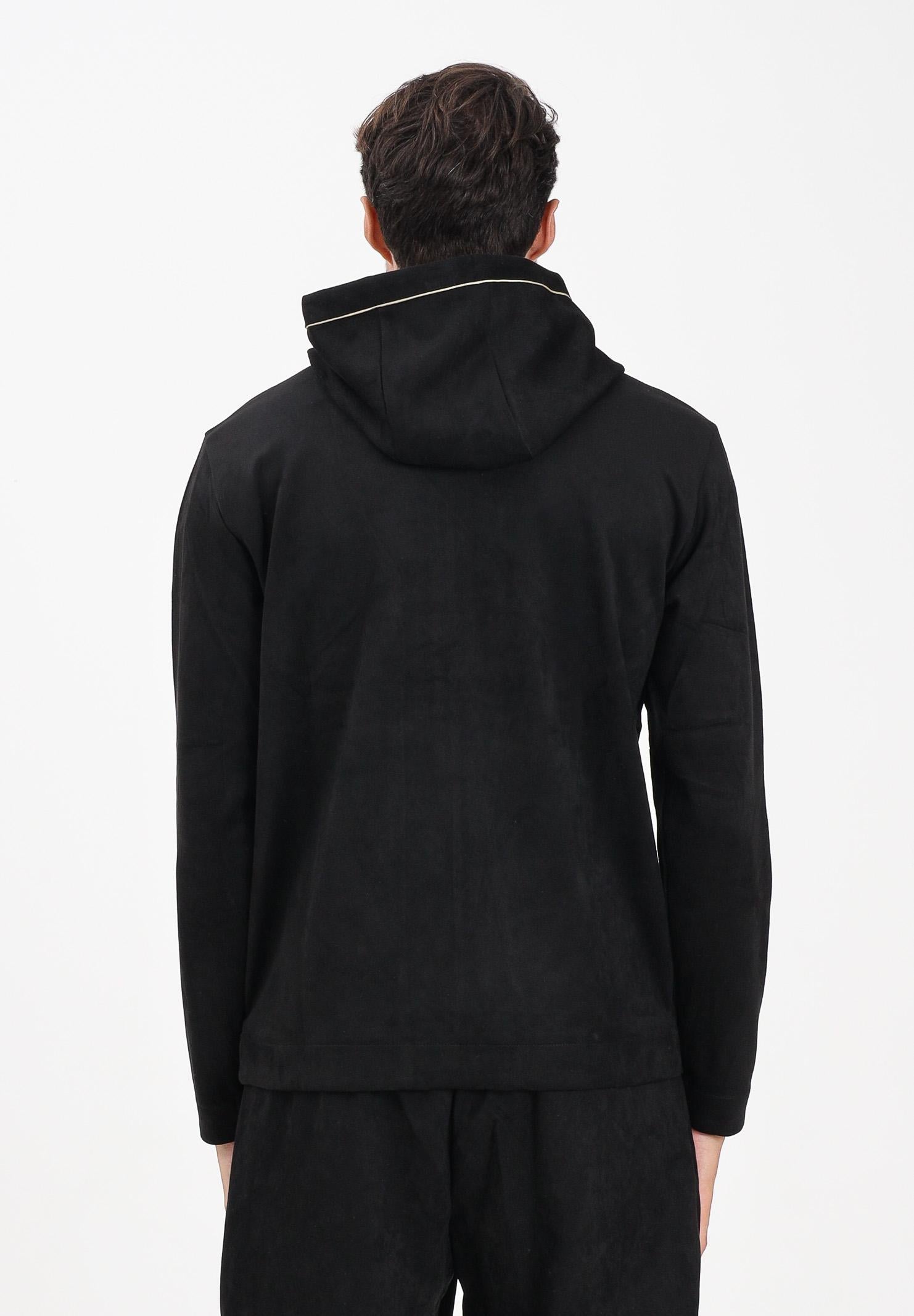 EA7 Felpa con zip nera da uomo in tessuto effetto scamosciato 7M000675AF16718 UC001 EA7