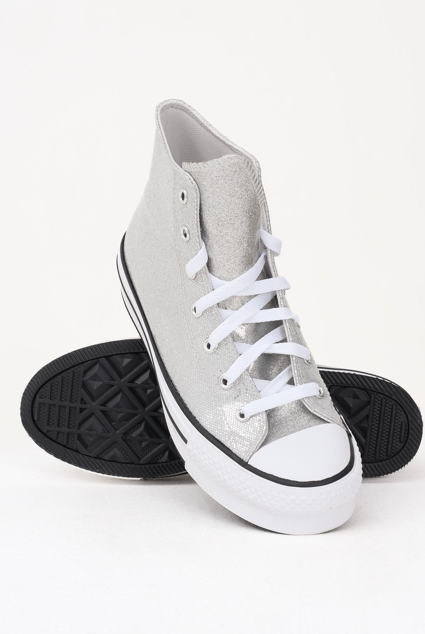 CONVERSE Sneakers Chuck Taylor All Star Lift Platform Disco Glitter argento da donna A17656C  CONVERSE