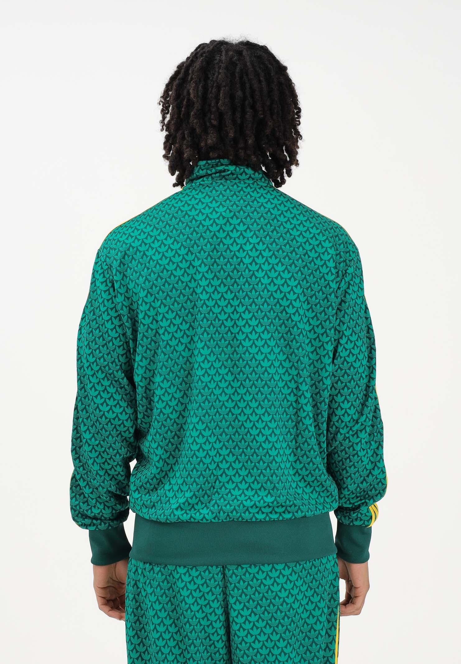 ADIDAS ORIGINALS Felpa con zip Loose Firebird Monogram verde e gialla da uomo KD0382 . ADIDAS ORIGINALS