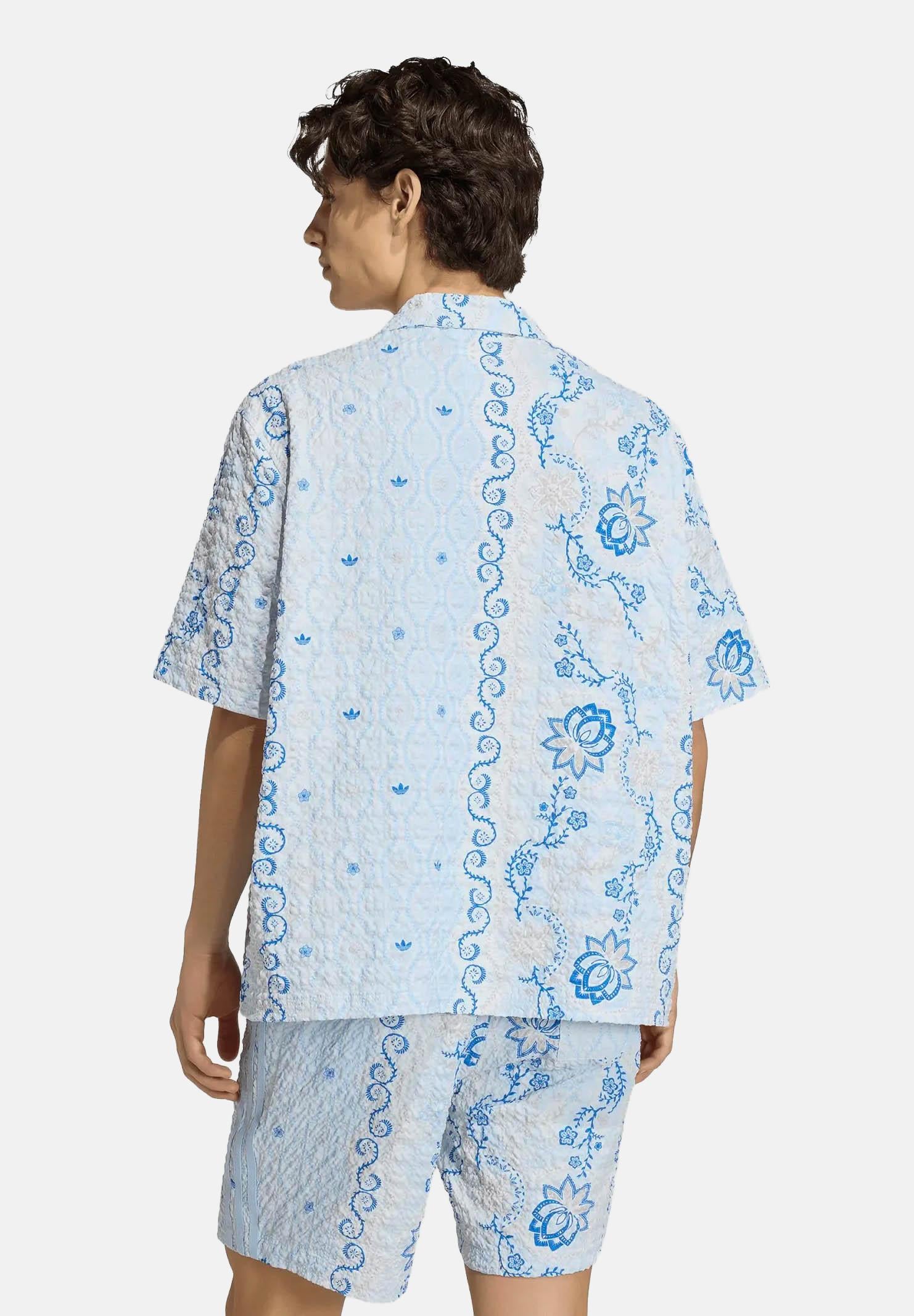 ADIDAS ORIGINALS Camicia a manica corta RESORT azzurra da uomo KX1225 . ADIDAS ORIGINALS