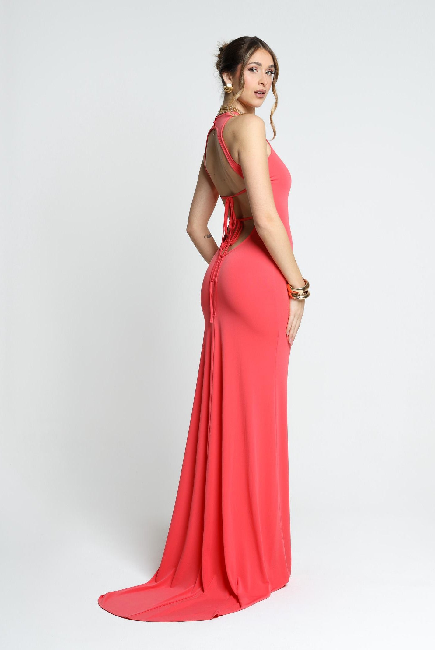 SANTAS Abito lungo BON BON corallo da donna PV25010 CORALLO SANTAS