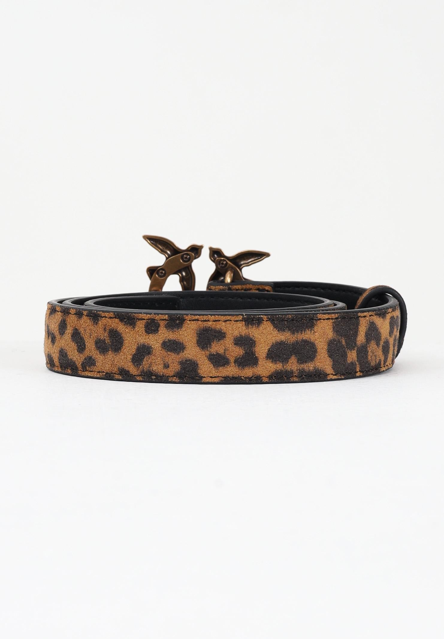 PINKO Cintura cammello da donna in Suede Leopardato 100143A32A M35Q PINKO