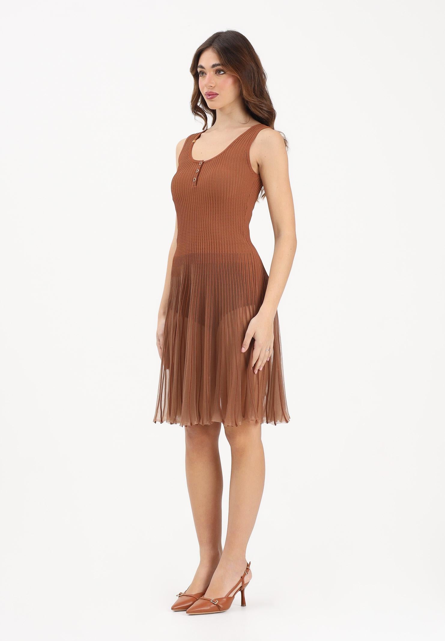 ELISABETTA FRANCHI Abito corto cuoio da donna in maglia à jour AM10B61E2 600 ELISABETTA FRANCHI