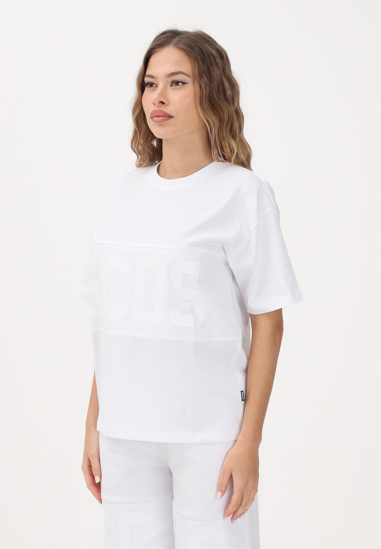 GCDS T-shirt a manica corta bianca per donna, ragazzi e bambini con logo Z0UJQC597J105 100A GCDS