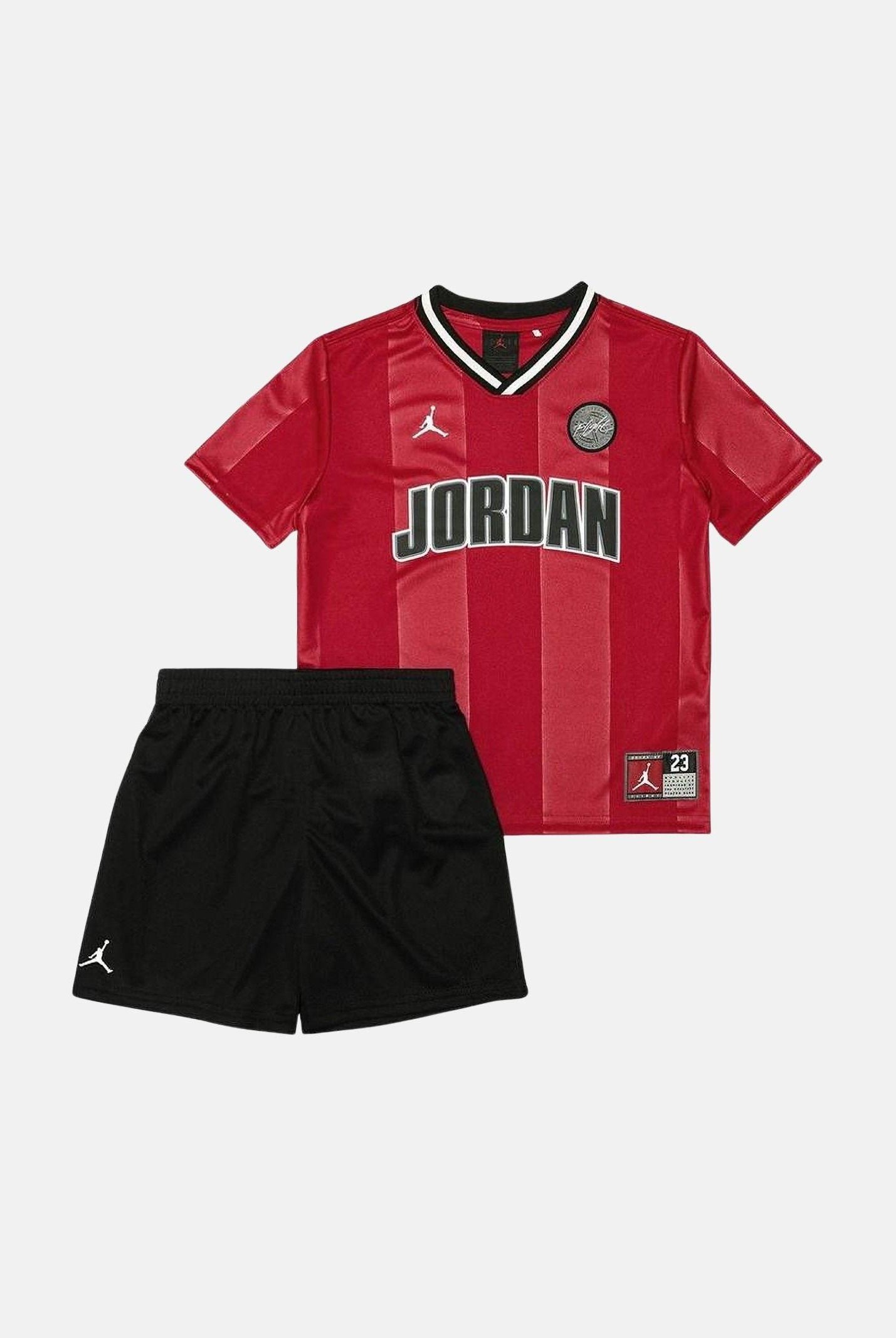 JORDAN Completino rosso e nero da bambino con stampa 85F547 023 JORDAN