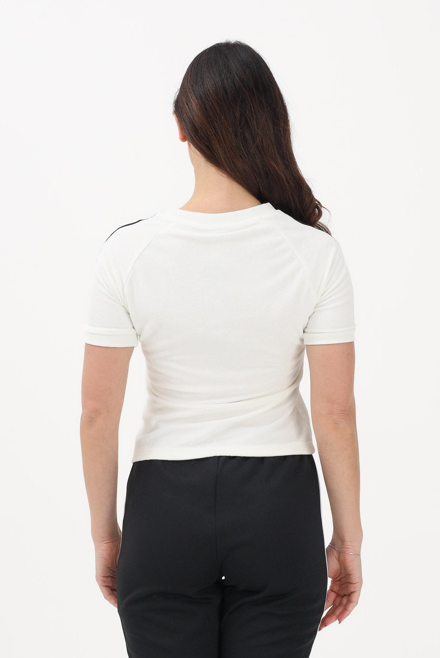 ADIDAS ORIGINALS T-shirt a manica corta Terry Towel Cali panna da donna KD1411 . ADIDAS ORIGINALS