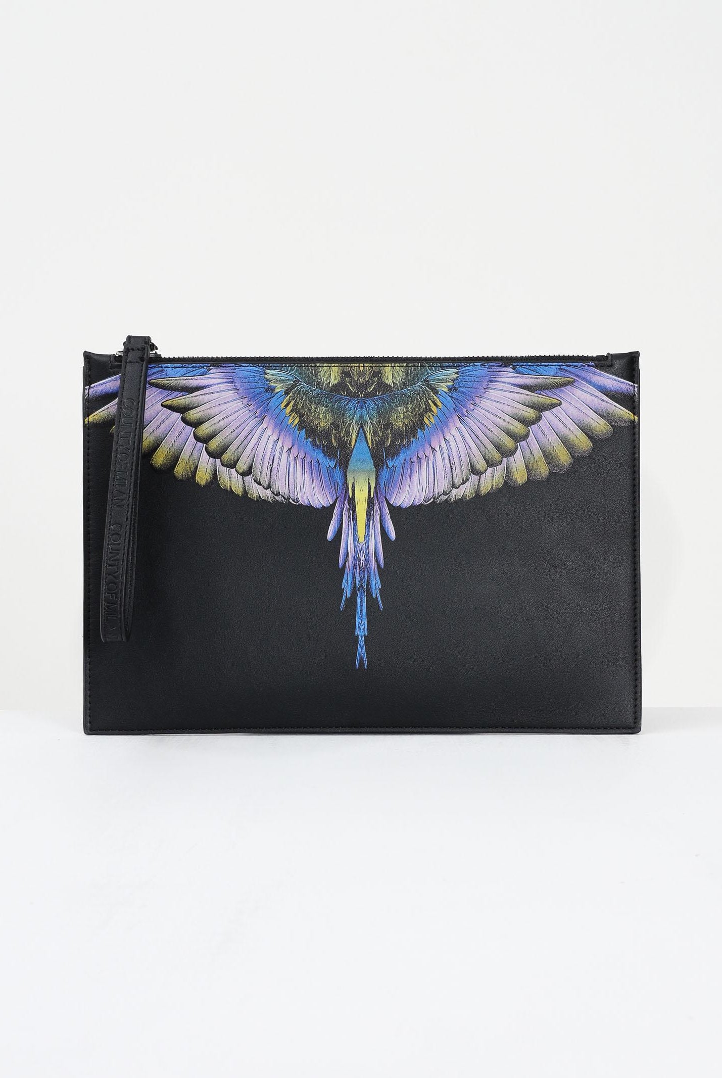 MARCELO BURLON COUNTY OF MILAN Pochette a mano nera per uomo e donna con stampa COMAF250135 MARCELO BURLON COUNTY OF MILAN