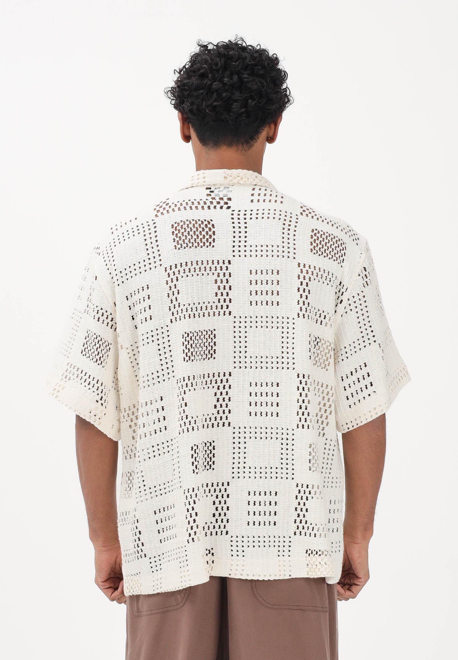 I'M BRIAN Camicia in maglia panna da uomo con lavorazione geometrica CA3641 PA I'M BRIAN