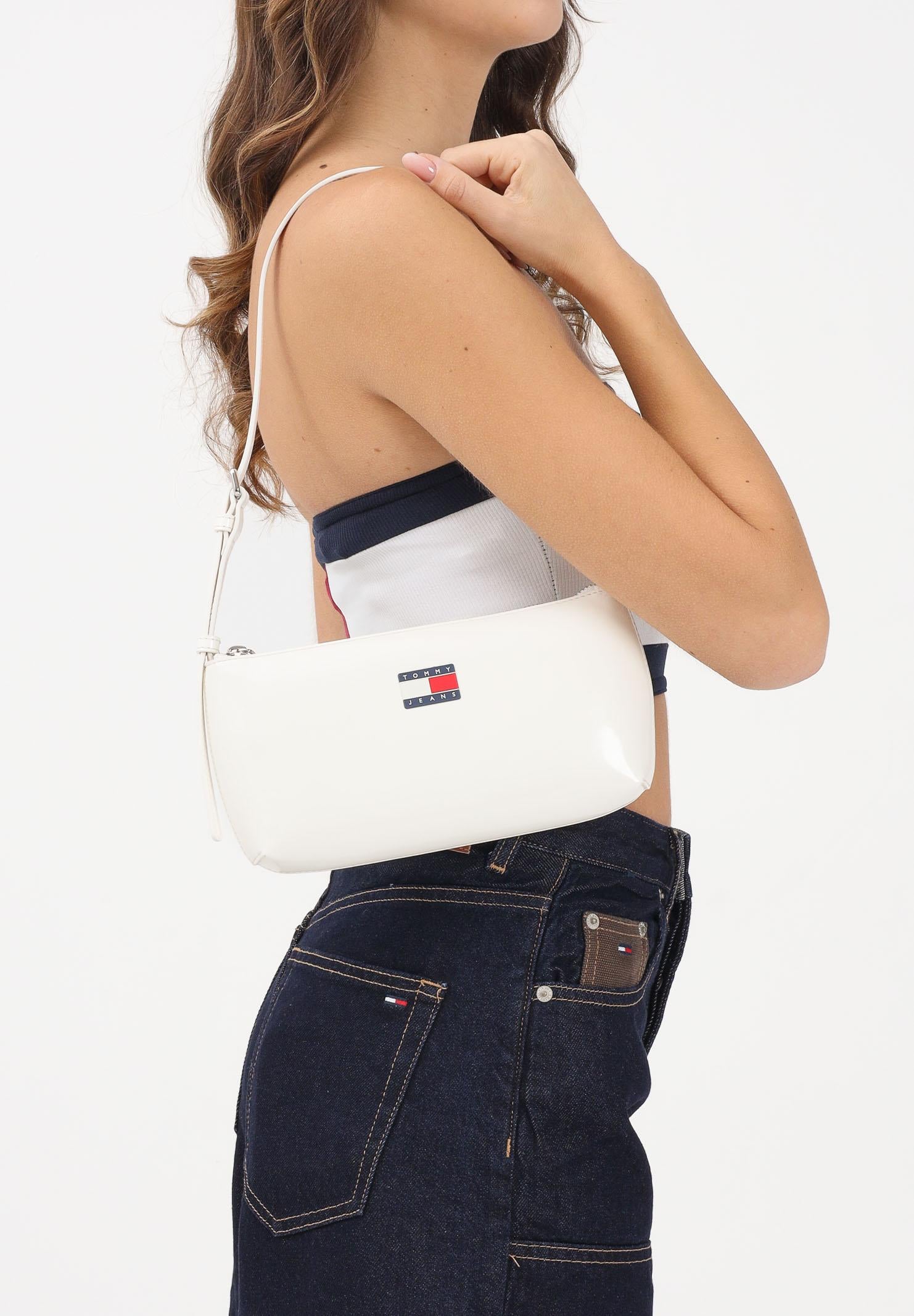 TOMMY JEANS Borsa a spalla Essential panna da donna AW0AW17866 YBI TOMMY JEANS