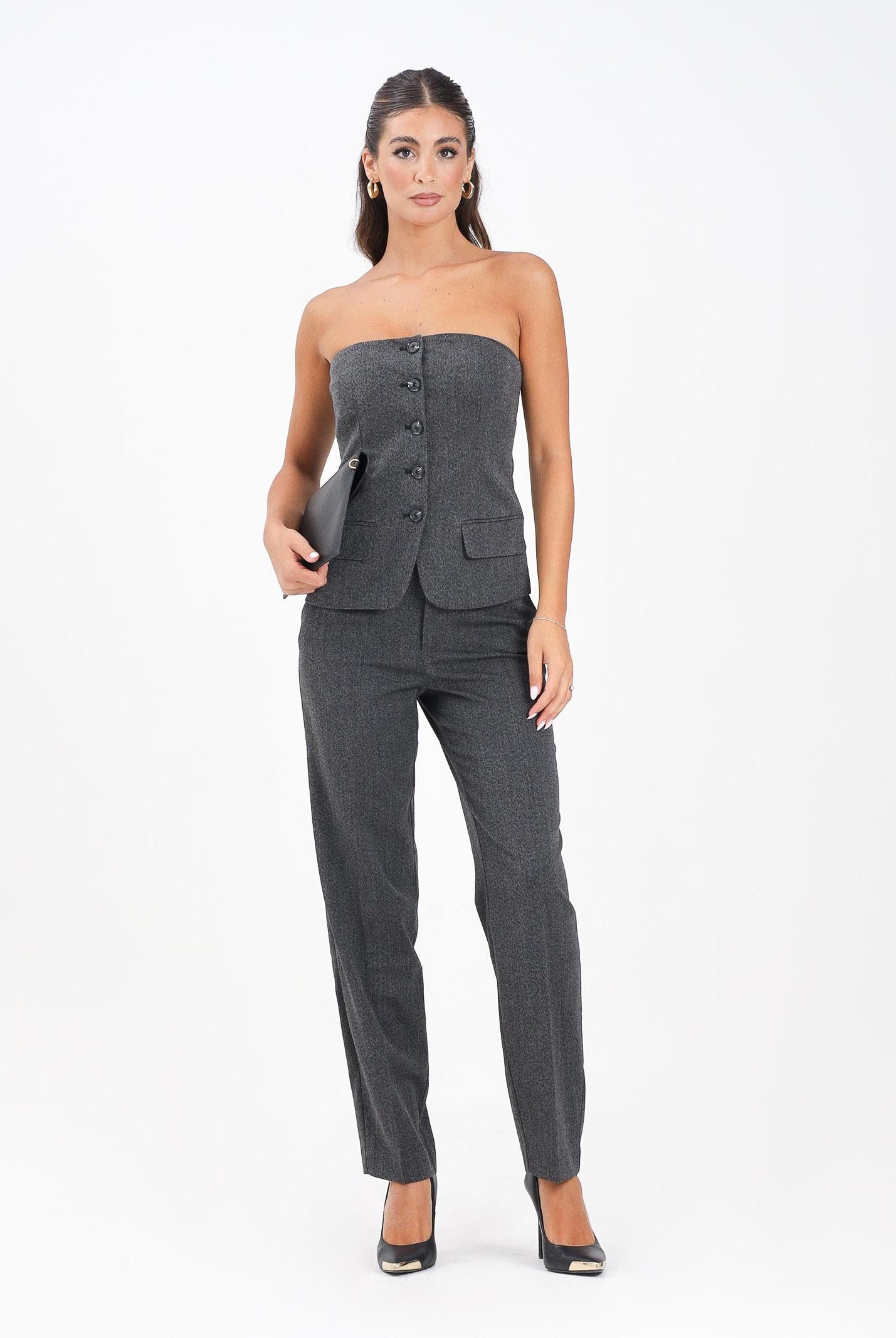 ONLY Pantalone elegante grigio da donna 15357615 DarkGreyMel ONLY