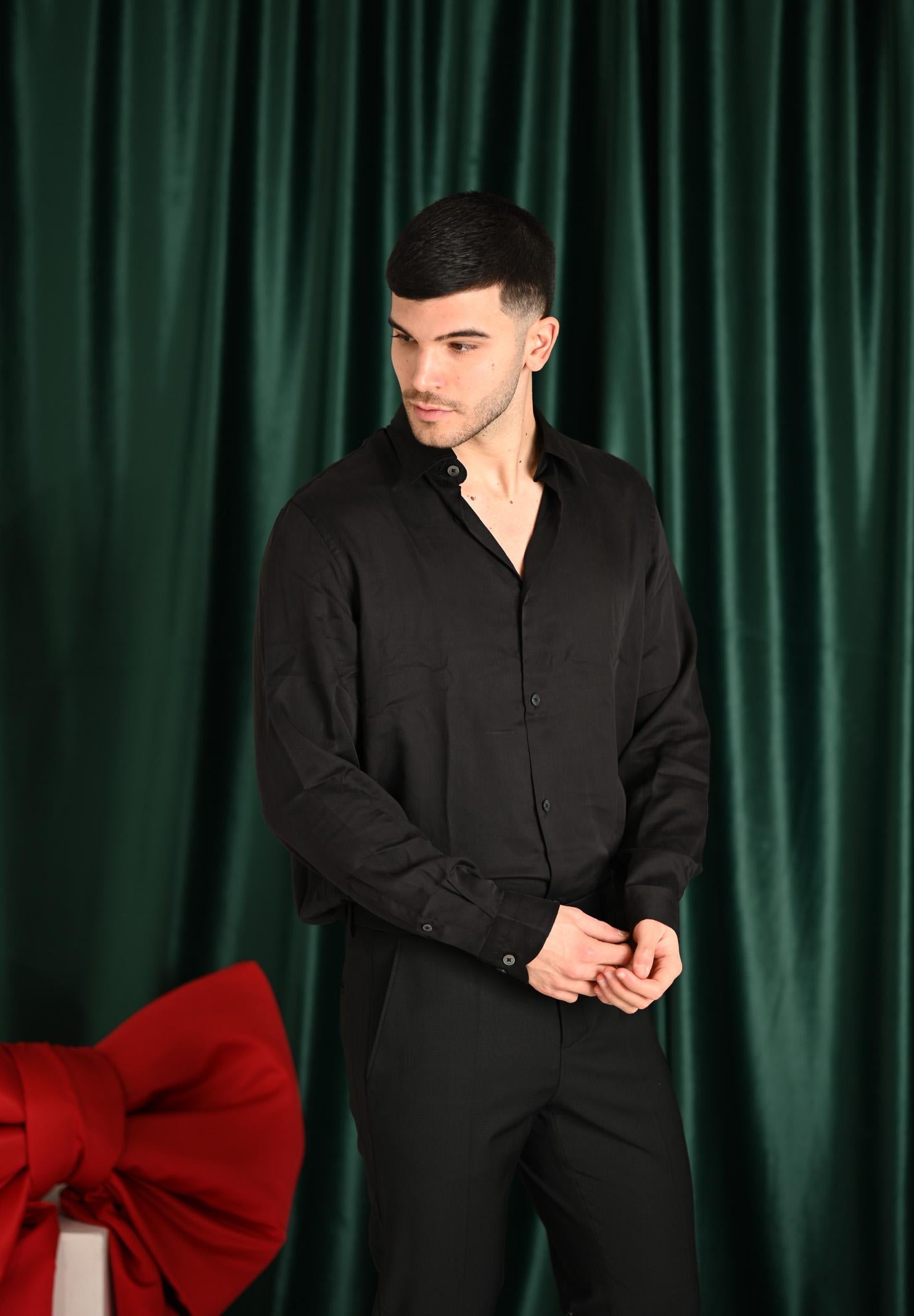 SELECTED HOMME Camicia a manica lunga nera da uomo 16095736 Black SELECTED HOMME