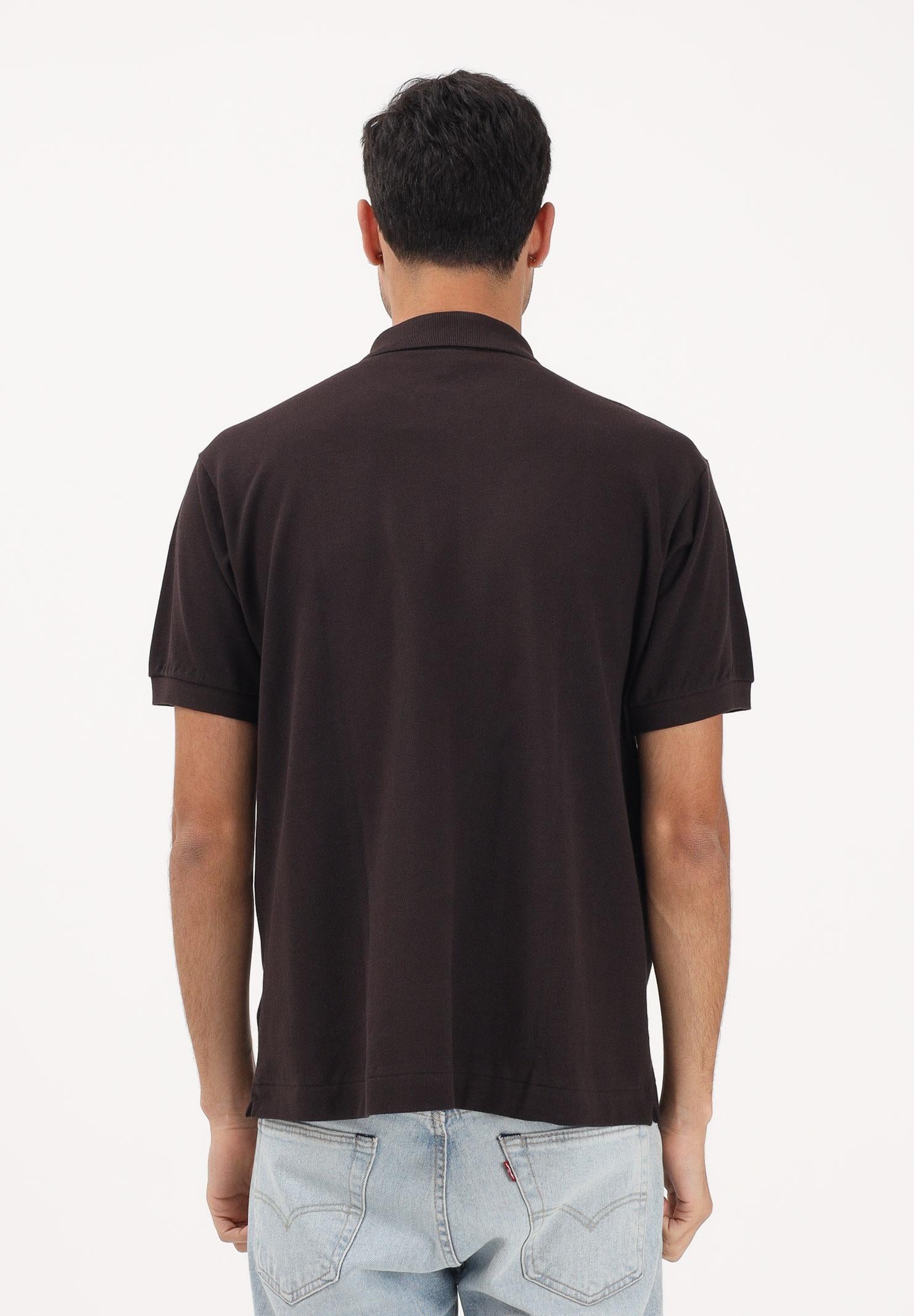 LACOSTE Polo marrone per uomo e donna con patch logo coccodrilo 1212 3LA LACOSTE