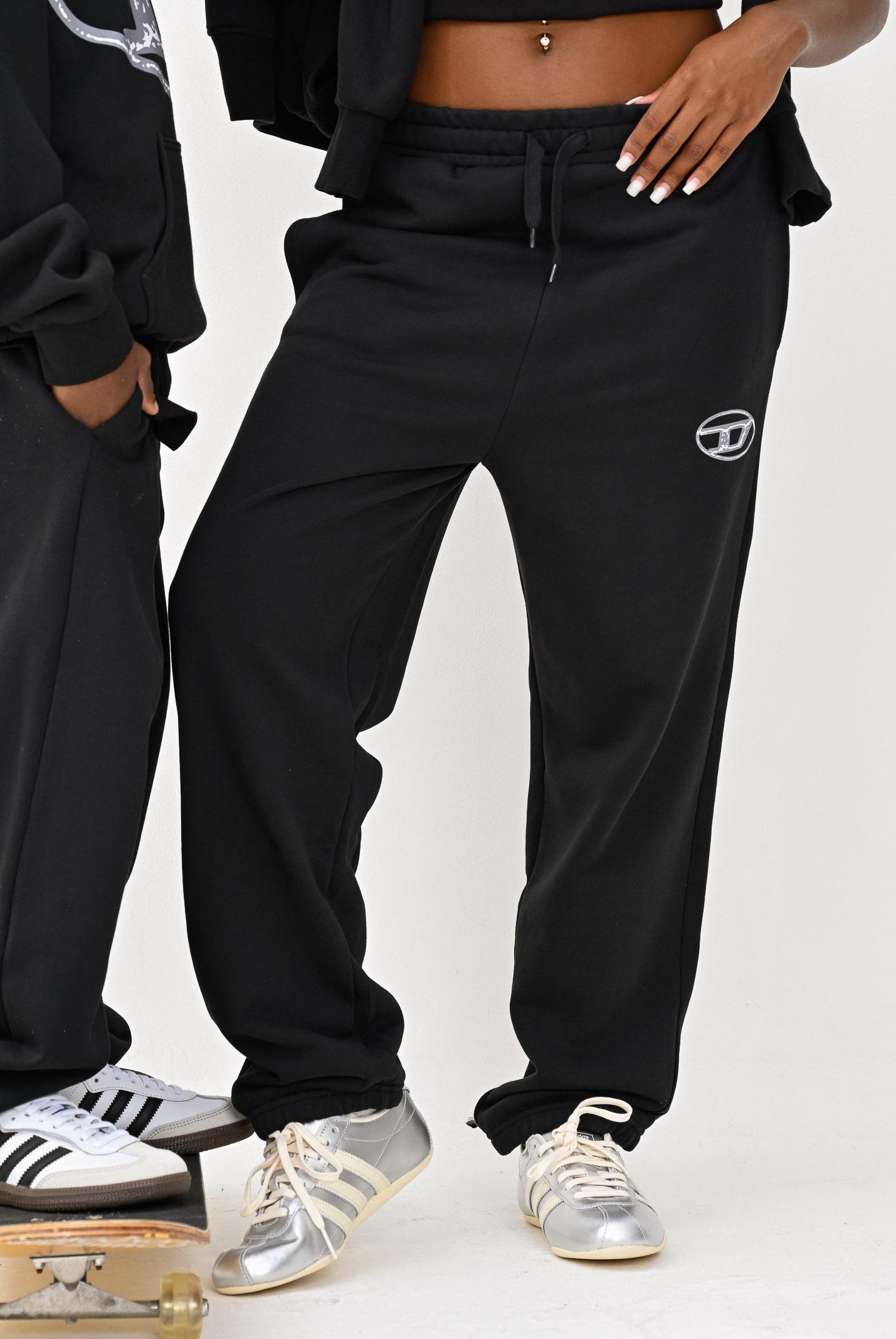 DIESEL Pantalone sportivo nero per donna, ragazzi e bambini con marchio Oval D J02457KYAQK K900 DIESEL