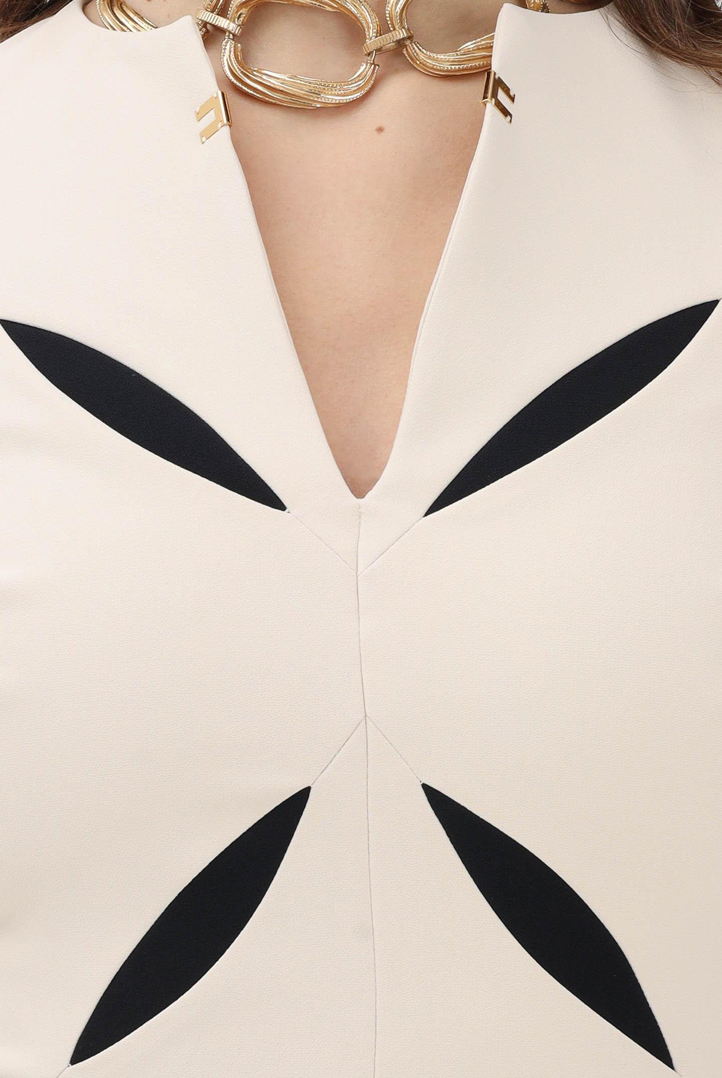 ELISABETTA FRANCHI Top burro da donna con cut-out bicolore<BR/> TO04761E2 E84 ELISABETTA FRANCHI