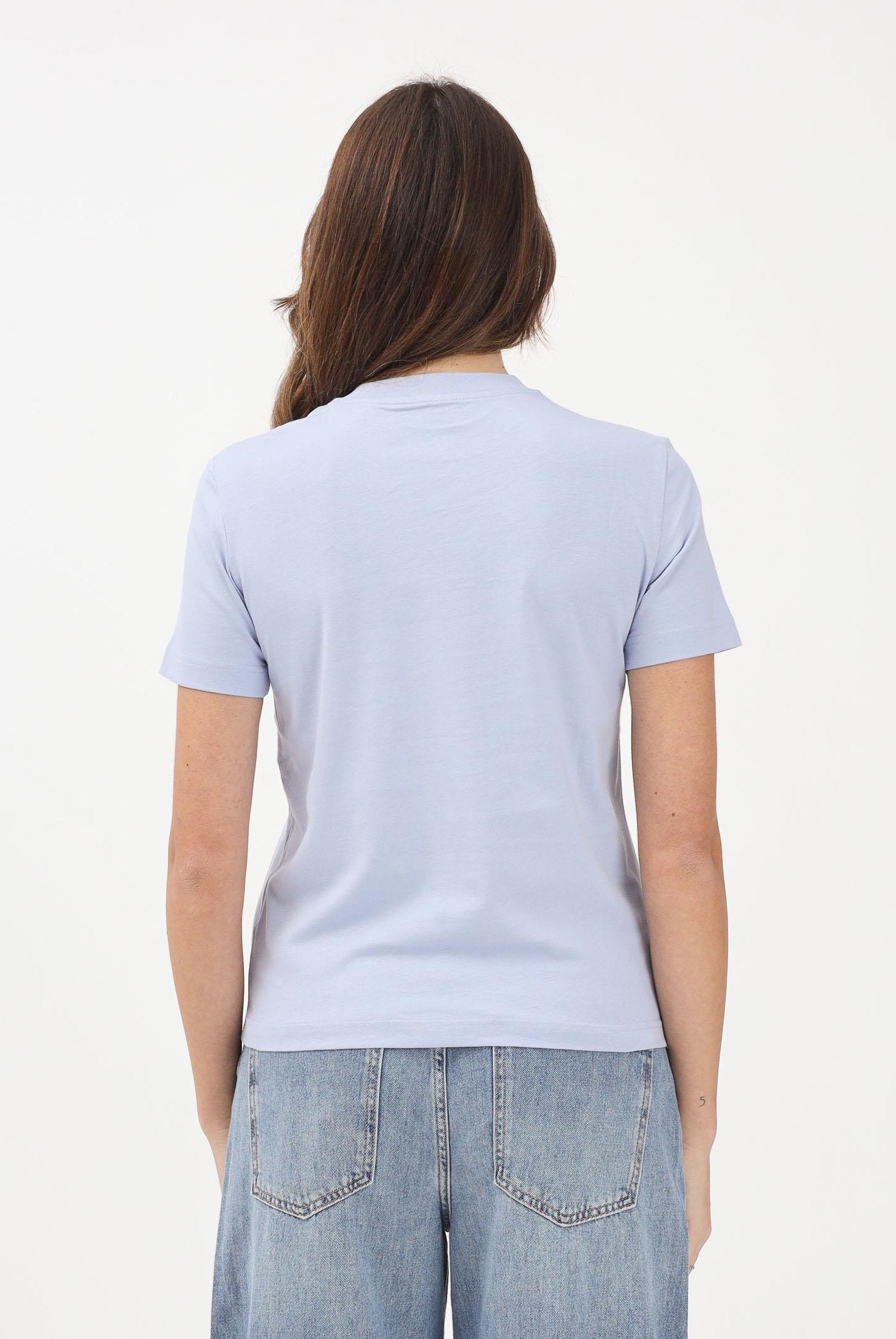 CALVIN KLEIN JEANS T-shirt a manica corta celeste da donna con logo LV047B865GTKF . CALVIN KLEIN JEANS