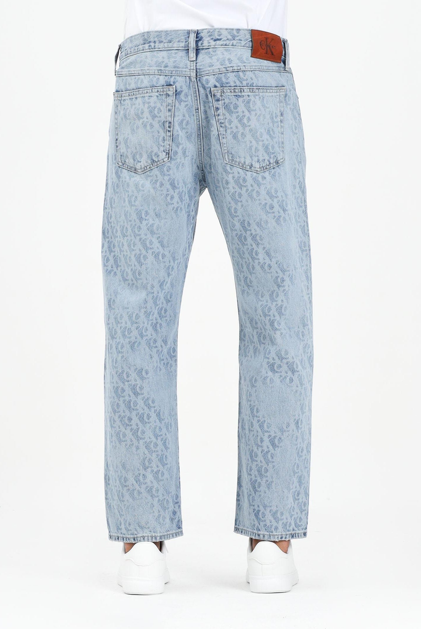 CALVIN KLEIN JEANS Jeans 90's Straight in denim chiaro da uomo con stampa logo LV04RC721GX6J  CALVIN KLEIN JEANS