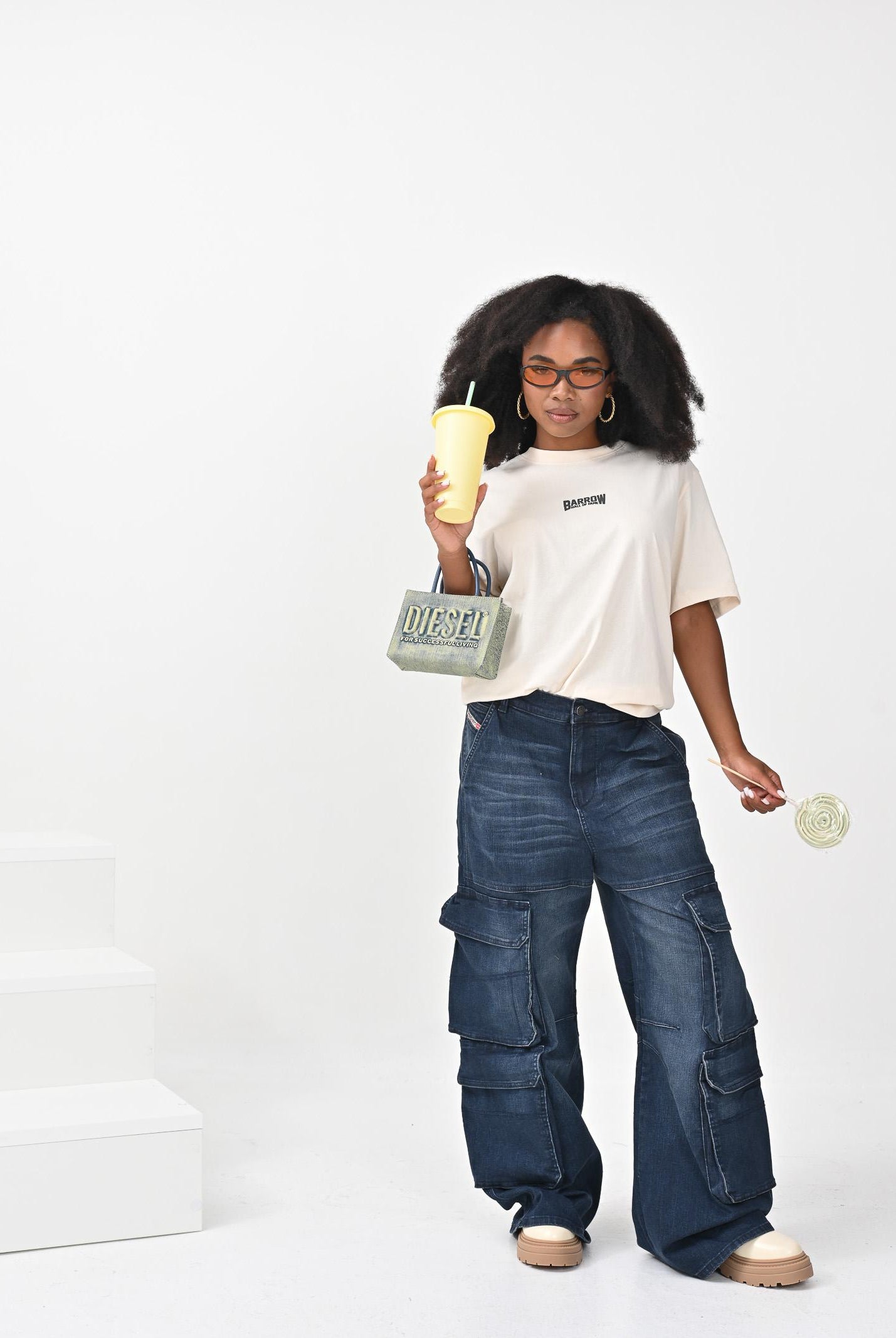 DIESEL Jeans cargo D-Argjx in denim blu per donna, ragazzi e bambini J02514KXBQL K01 DIESEL