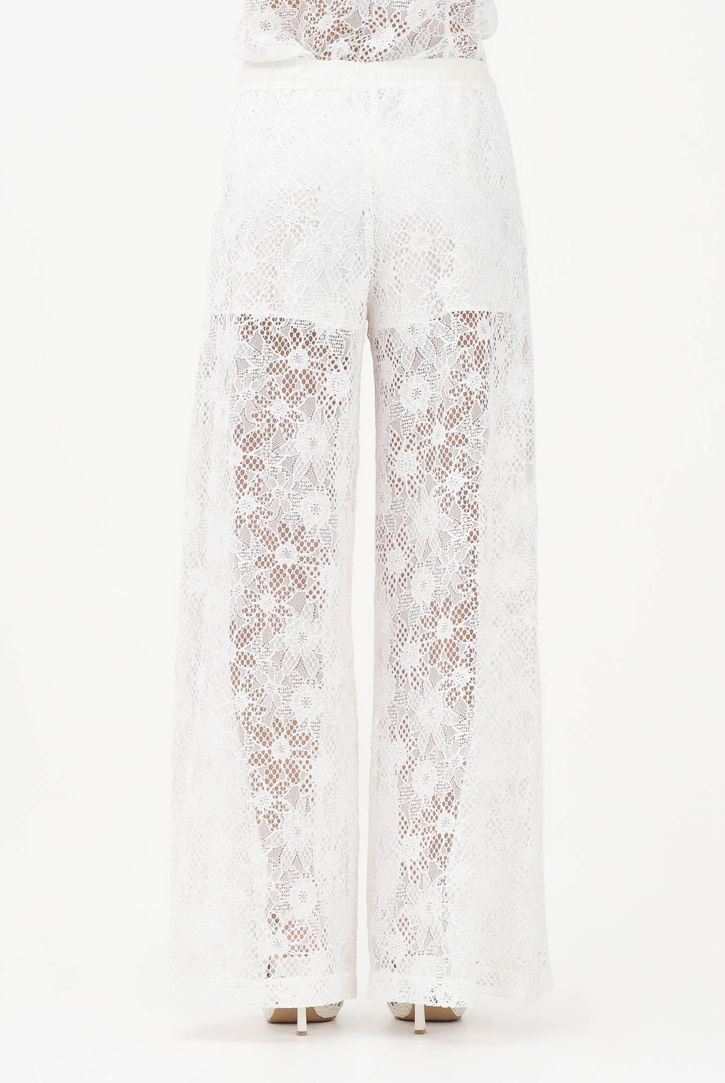 PINKO Pantalone LAURIE bianco da donna in pizzo rebrodé floreale<BR/> 106662A381 Z05 PINKO