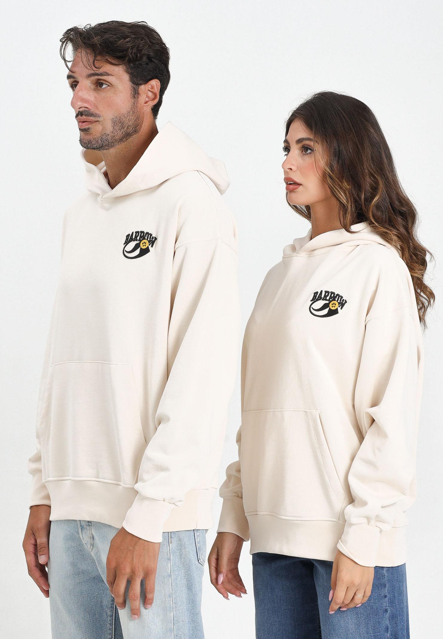 BARROW Felpa con cappuccio color crema per uomo e donna caratterizzata da stampa sul retro F5BWUAHS051 013 BARROW