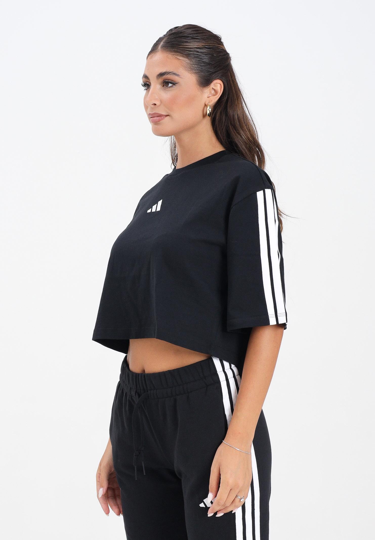 ADIDAS PERFORMANCE T-shirt a manica corta Essentials 3-Stripes nera da donna JD4998 . ADIDAS PERFORMANCE