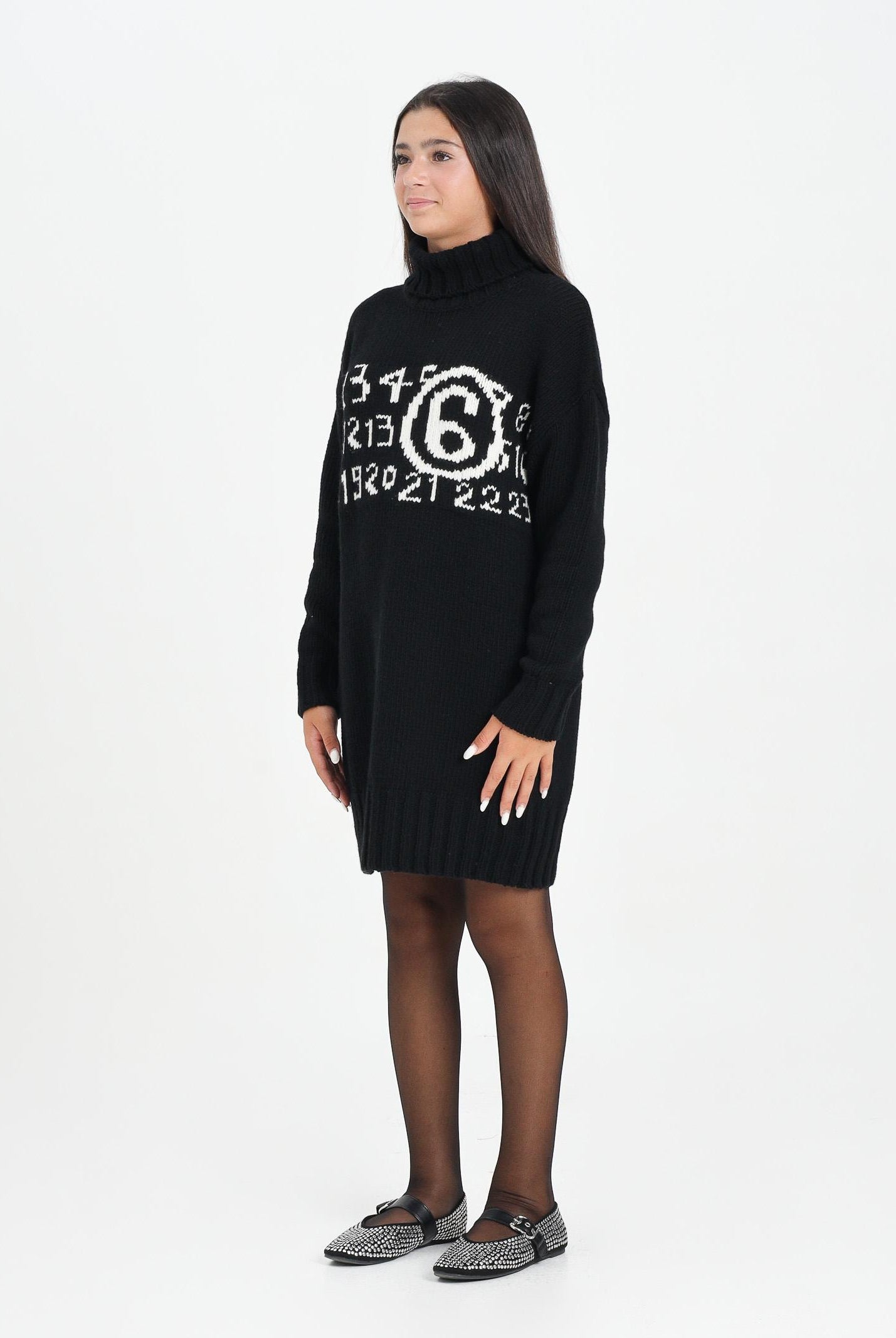 MAISON MARGIELA Abito corto nero per donna e ragazza con maxi logo M60848MM06M M6900 MAISON MARGIELA