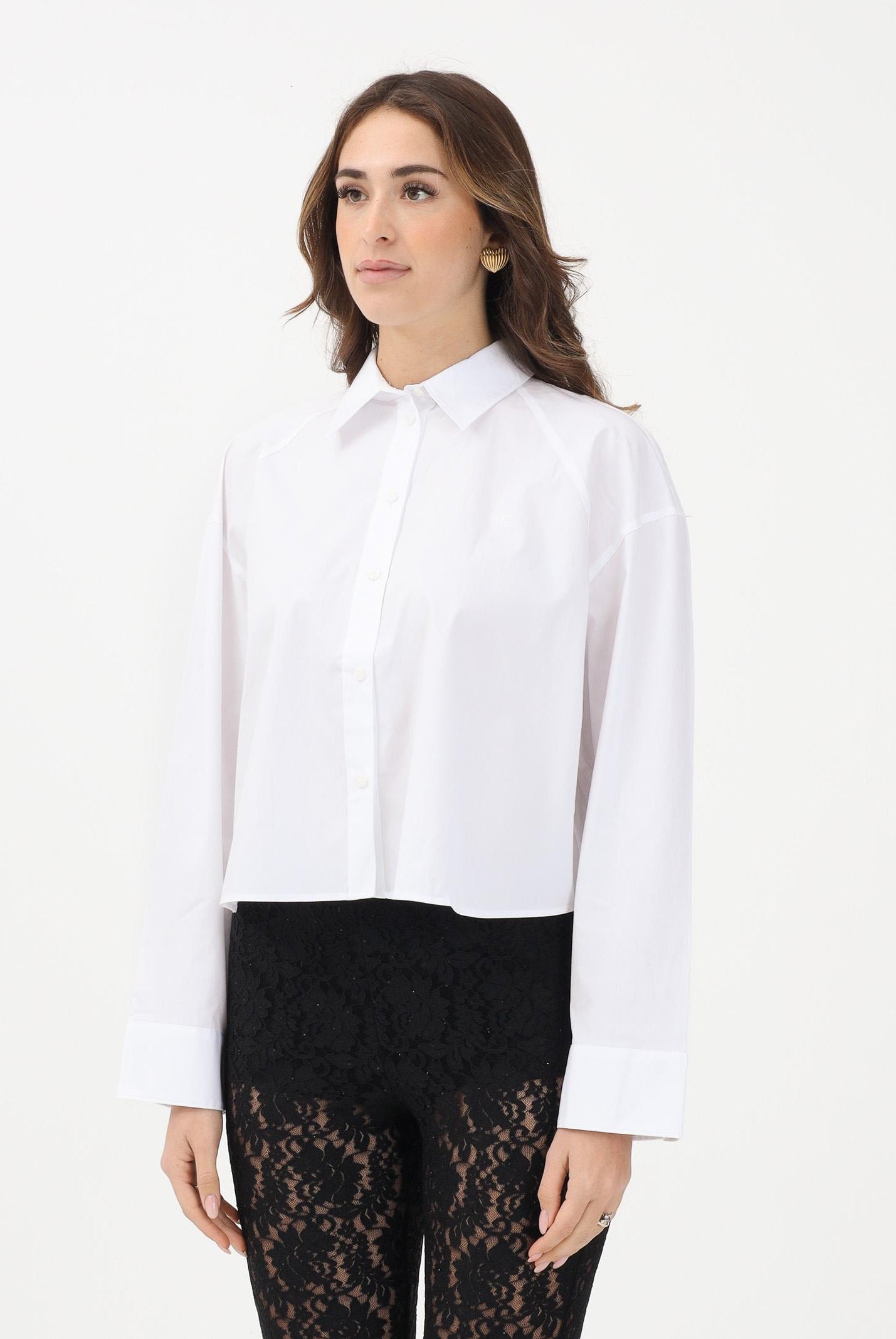 CALVIN KLEIN JEANS Camicia a manica lunga bianca da donna LV047C141GYAA . CALVIN KLEIN JEANS