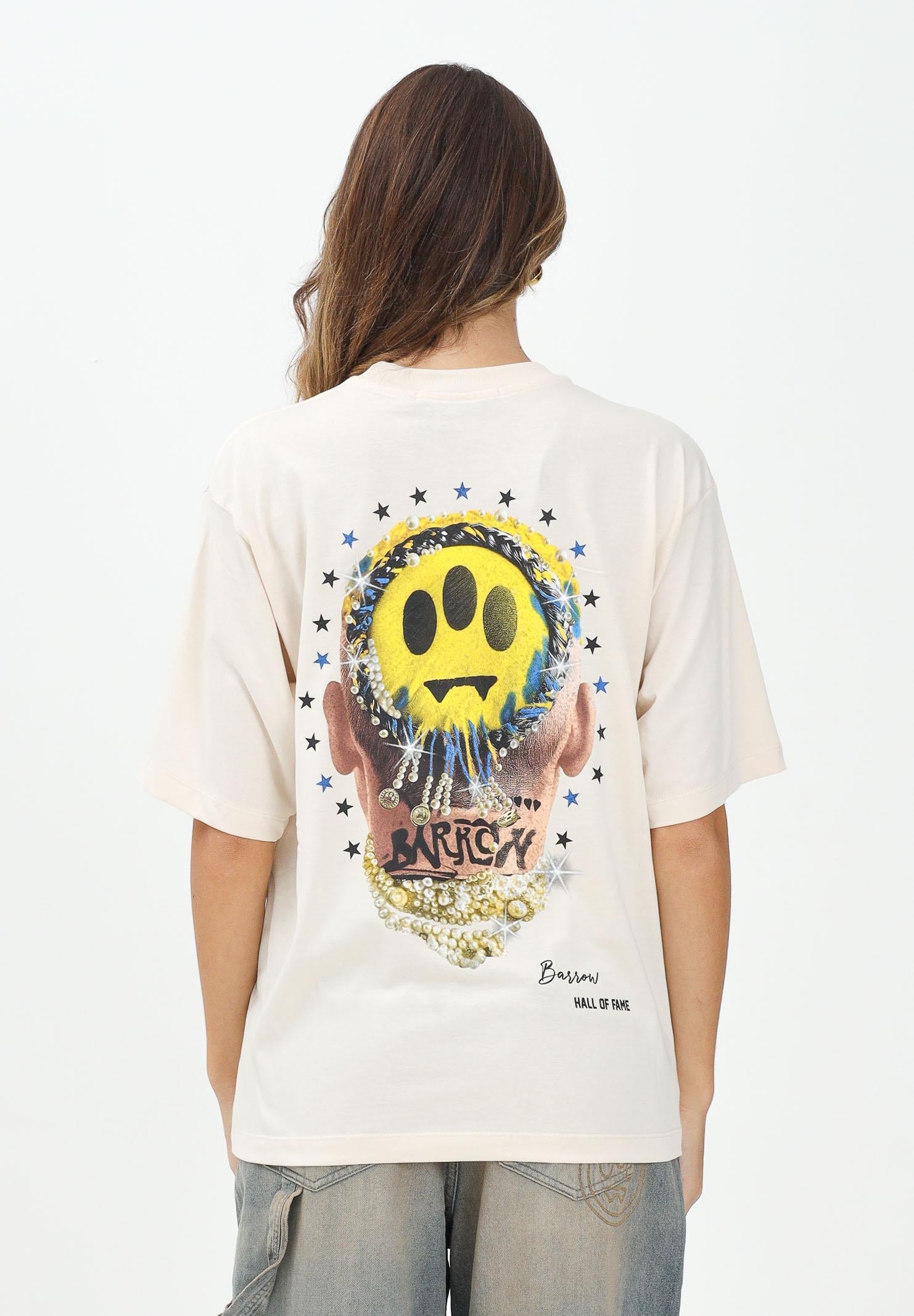 BARROW T-shirt a manica corta panna per uomo e donna con stampa F5BWUATH128 013 BARROW