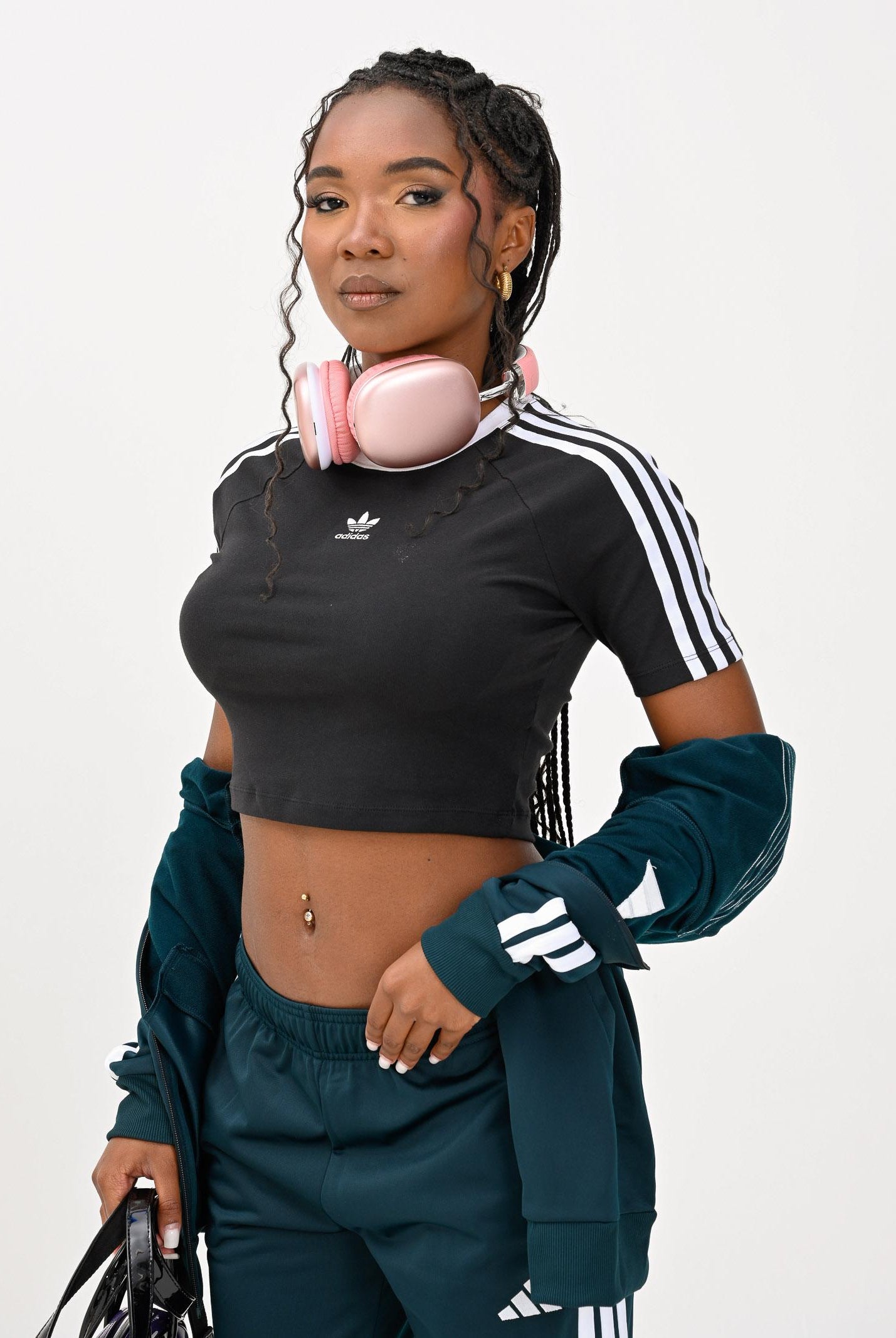 ADIDAS ORIGINALS T-shirt a manica corta 3-Stripes nera da donna IU2532 . ADIDAS ORIGINALS