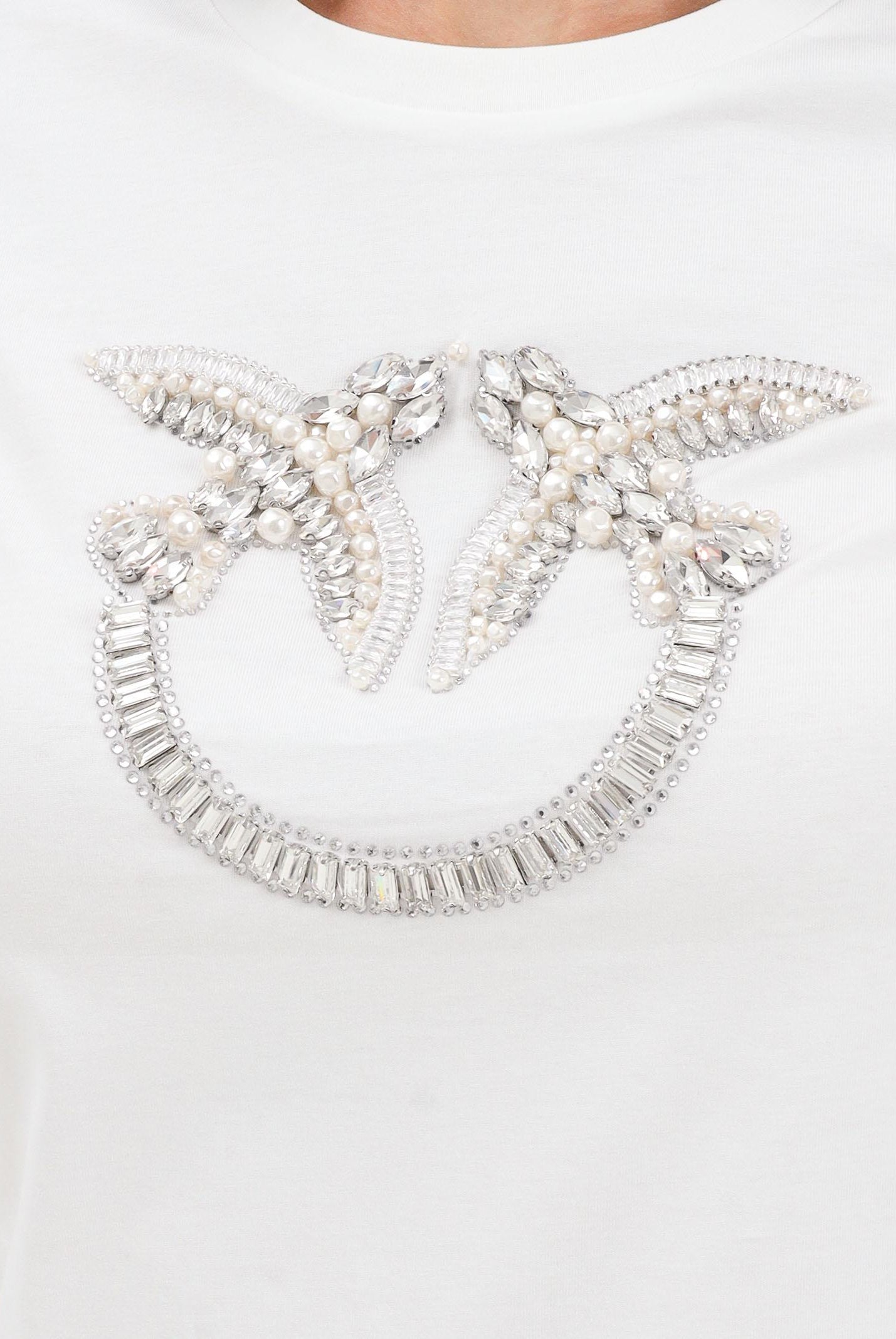 PINKO T-shirt a manica corta bianca da donna con logo Love Birds 100535A2RN Z05 PINKO