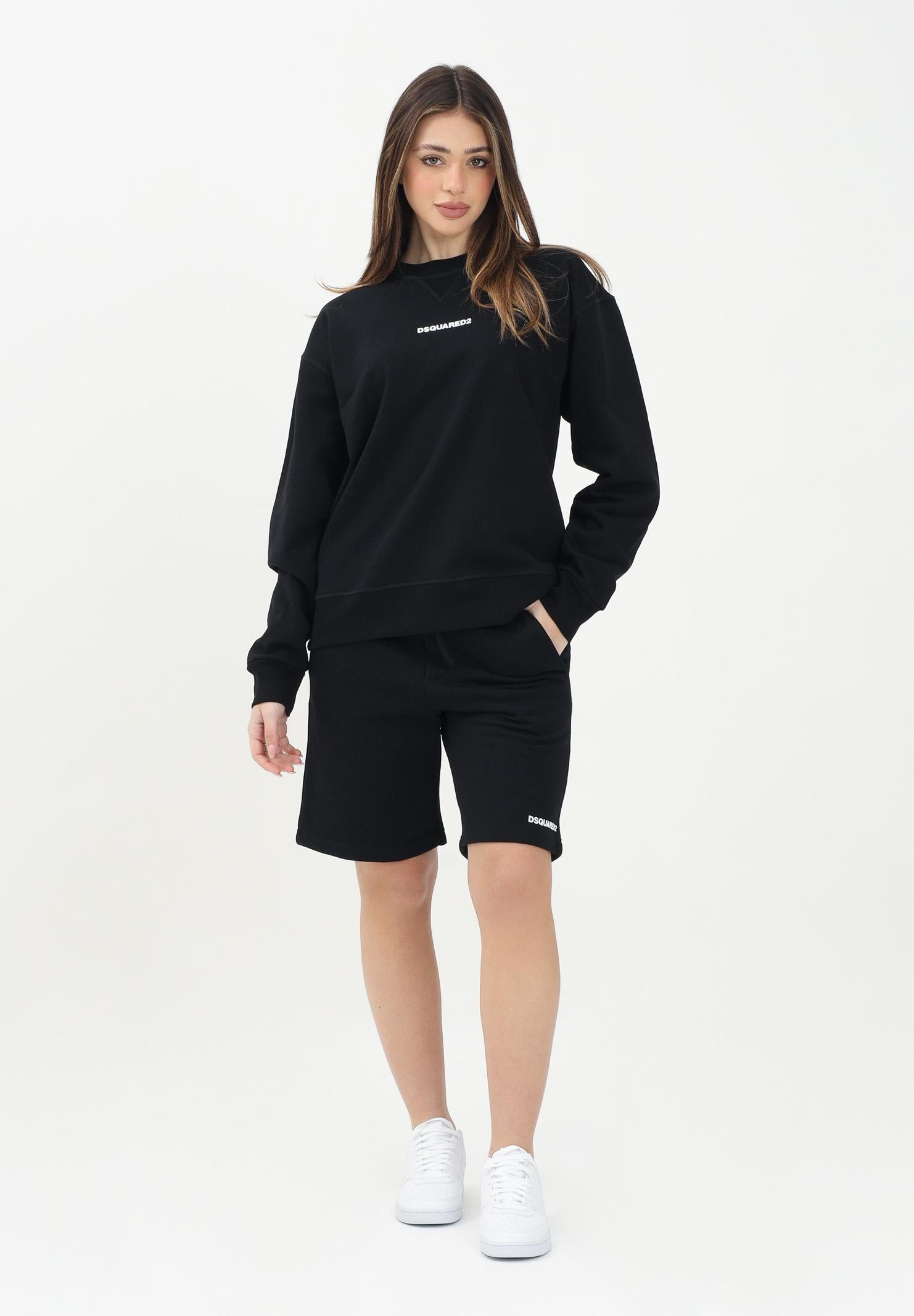 DSQUARED2 Shorts sportivo nero per donna, ragazzi e bambini con stampa logo DQ2738D0094 DQ900 DSQUARED2