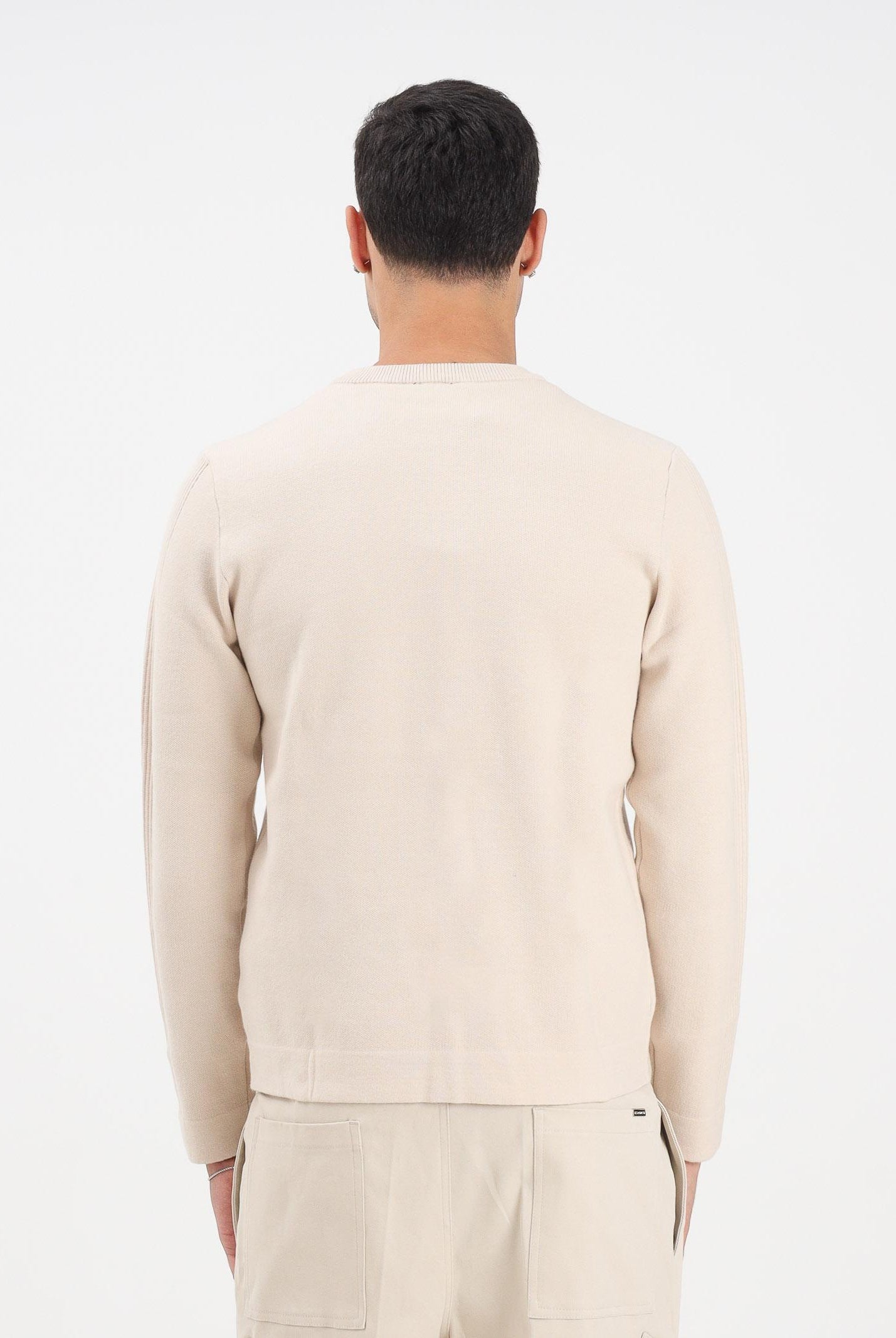 BLAUER Maglioncino girocollo ALLEYNE beige da uomo con logo 25WBLUM01263-006645 907 BLAUER