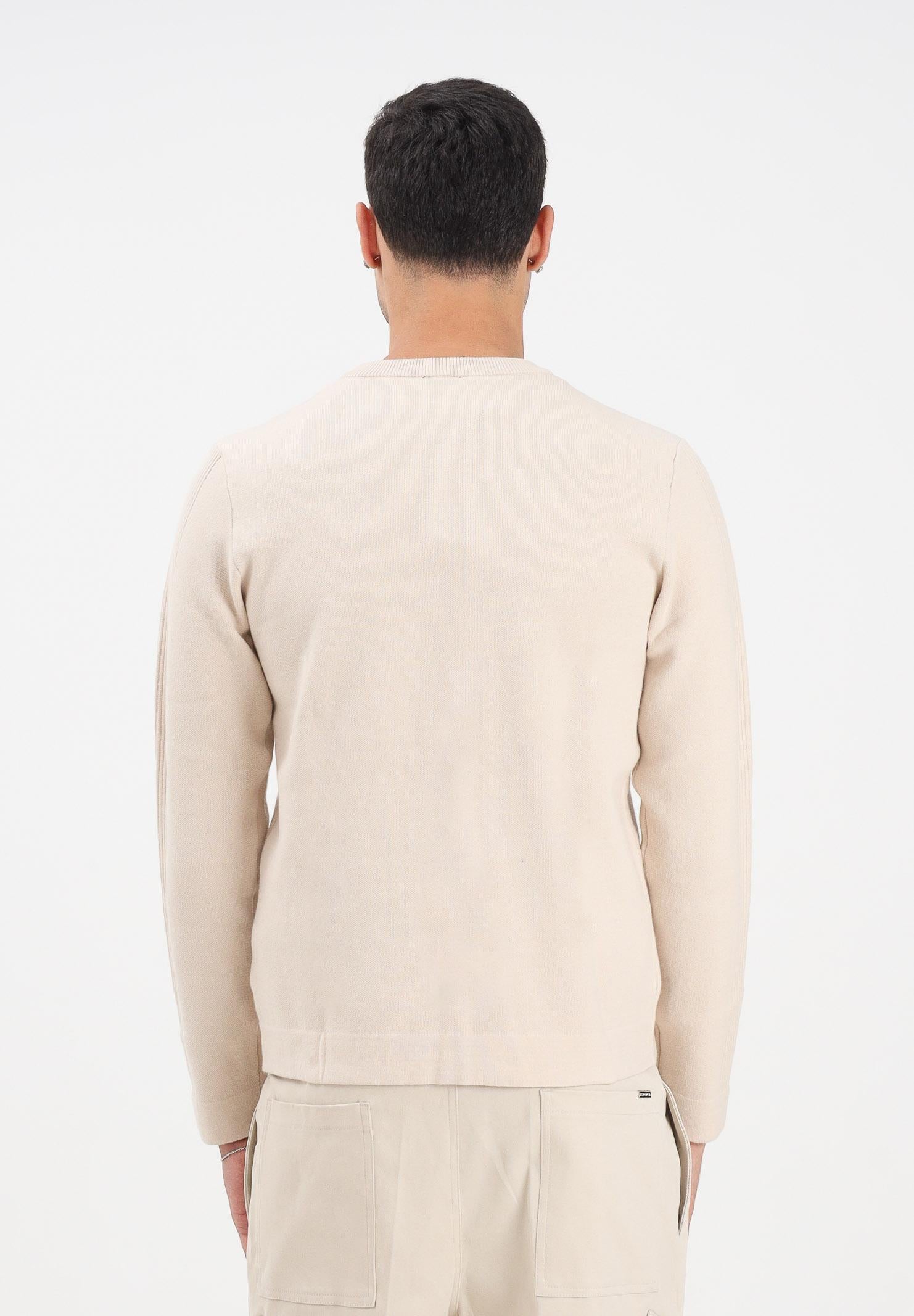 BLAUER Maglioncino girocollo ALLEYNE beige da uomo con logo 25WBLUM01263-006645 907 BLAUER