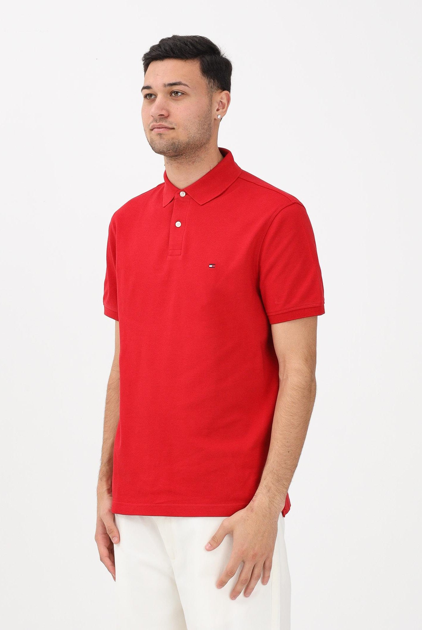 TOMMY HILFIGER Polo a manica corta rossa da uomo con logo MW0MW17770 XLD TOMMY HILFIGER