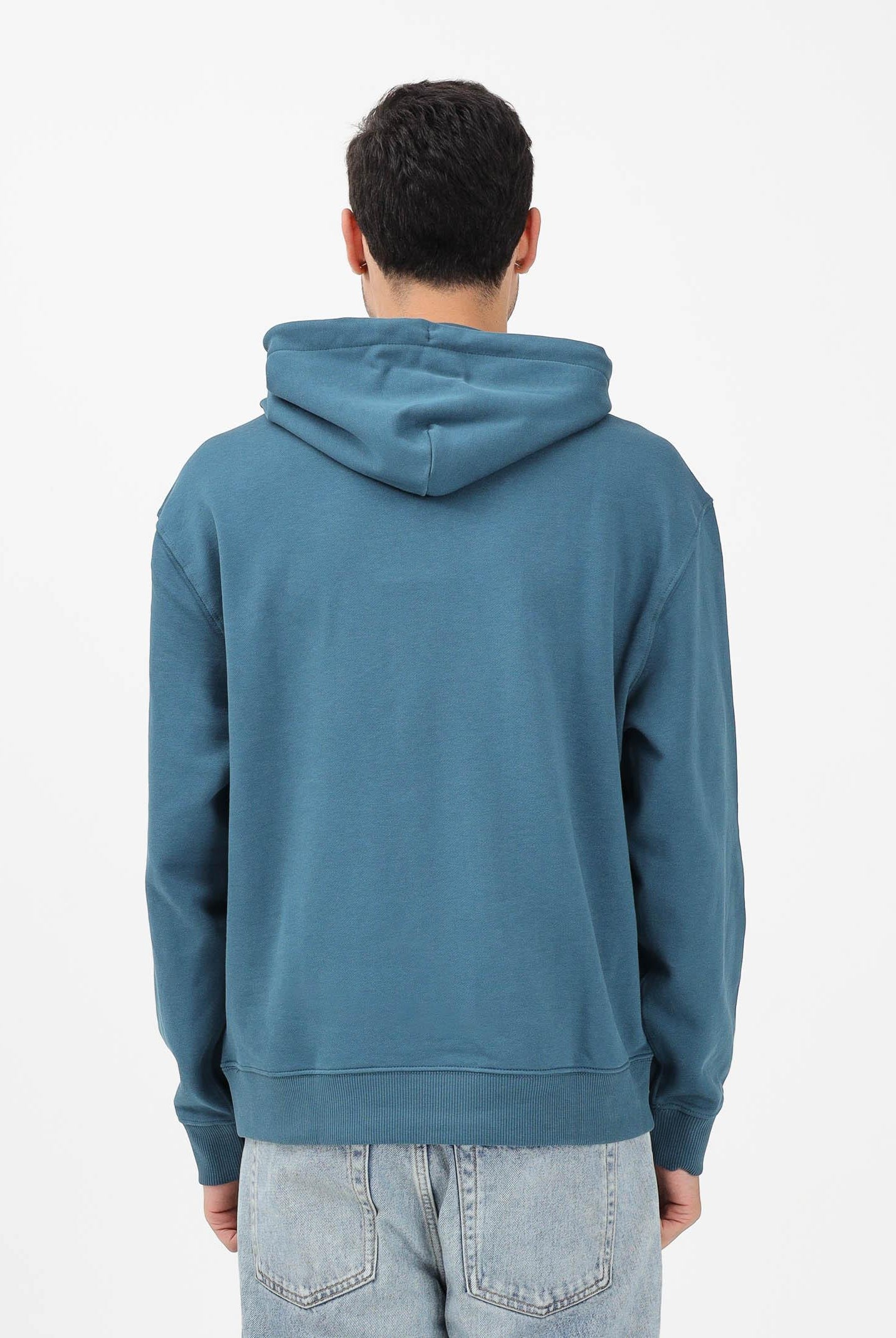 CALVIN KLEIN JEANS Felpa con cappuccio ottanio da uomo con logo LV04RC274G2ET . CALVIN KLEIN JEANS