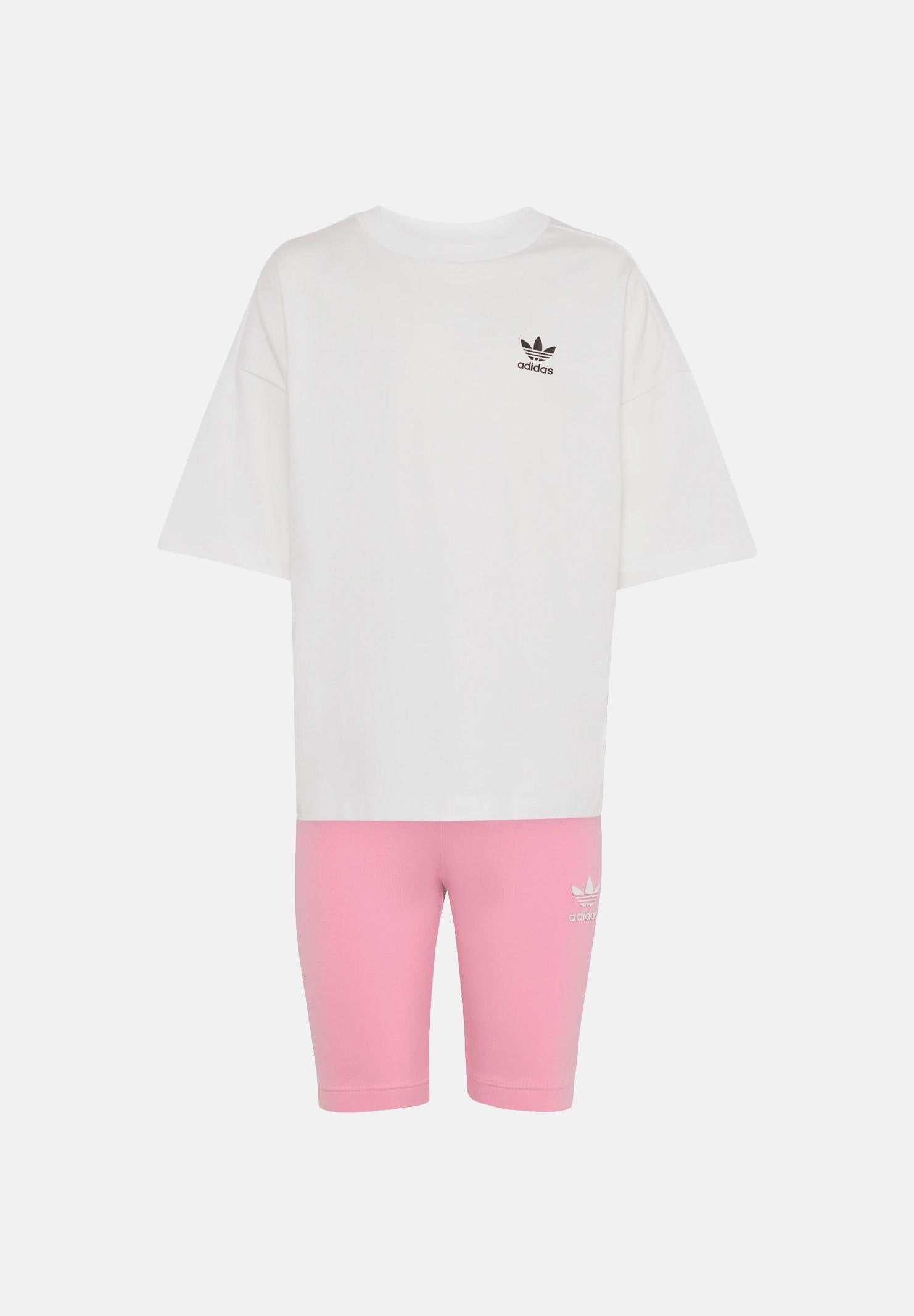 ADIDAS ORIGINALS Completo Pantaloncini da ciclismo e maglietta Light Pink/White rosa chiaro e bianco bambina. KE2345 . ADIDAS ORIGINALS